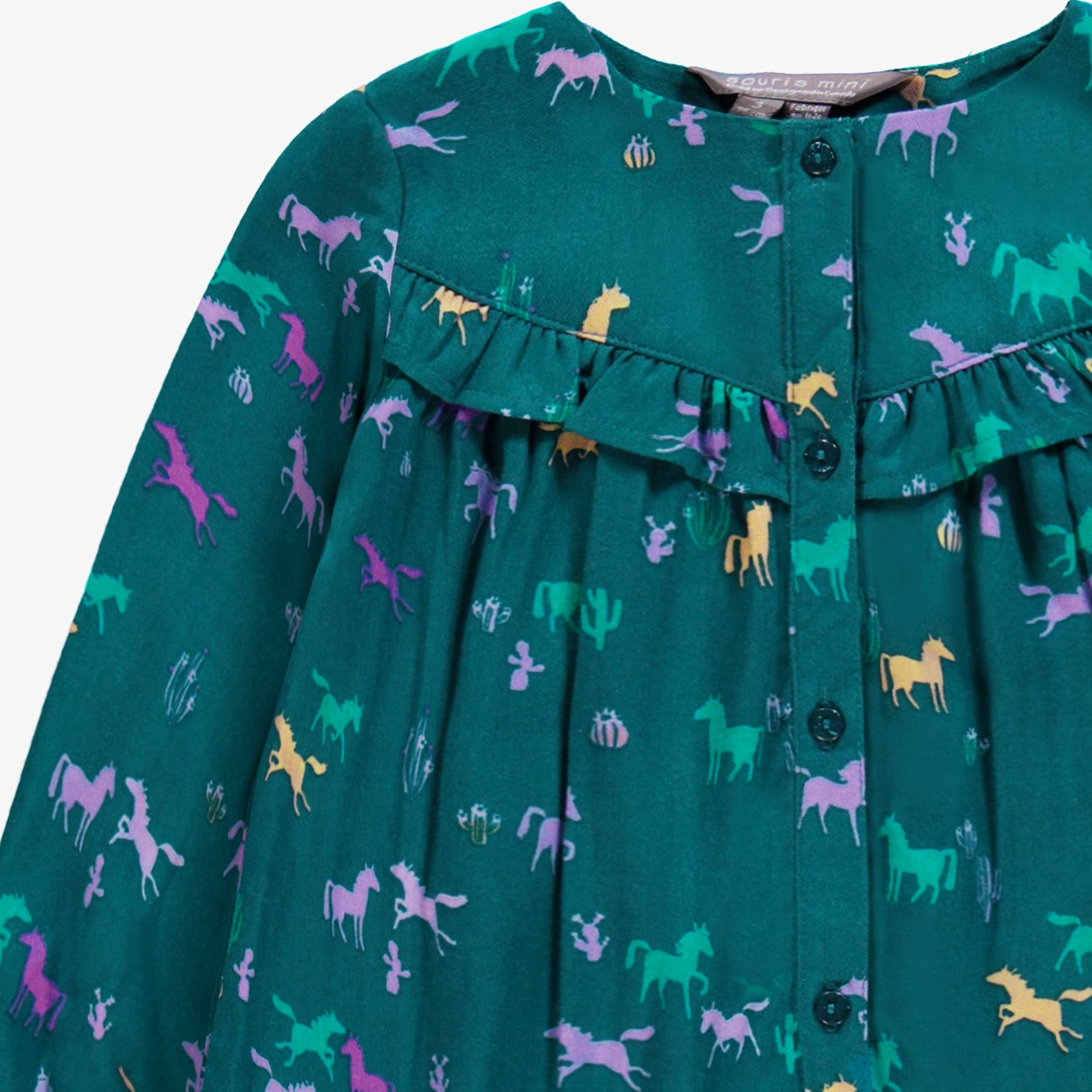 Robe turquoise à motifs, enfant - Image 2