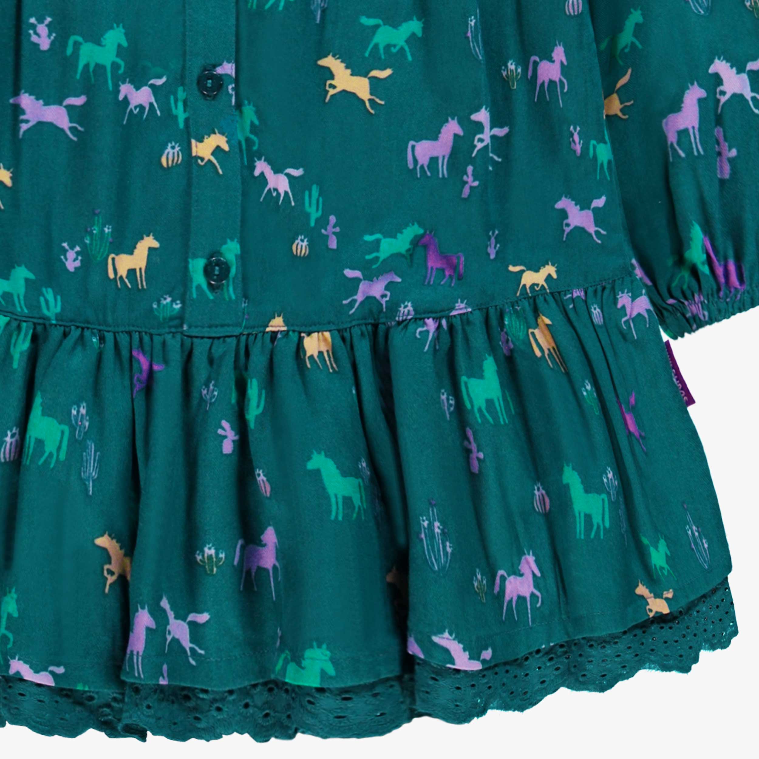 Robe turquoise à motifs, enfant - Image 3