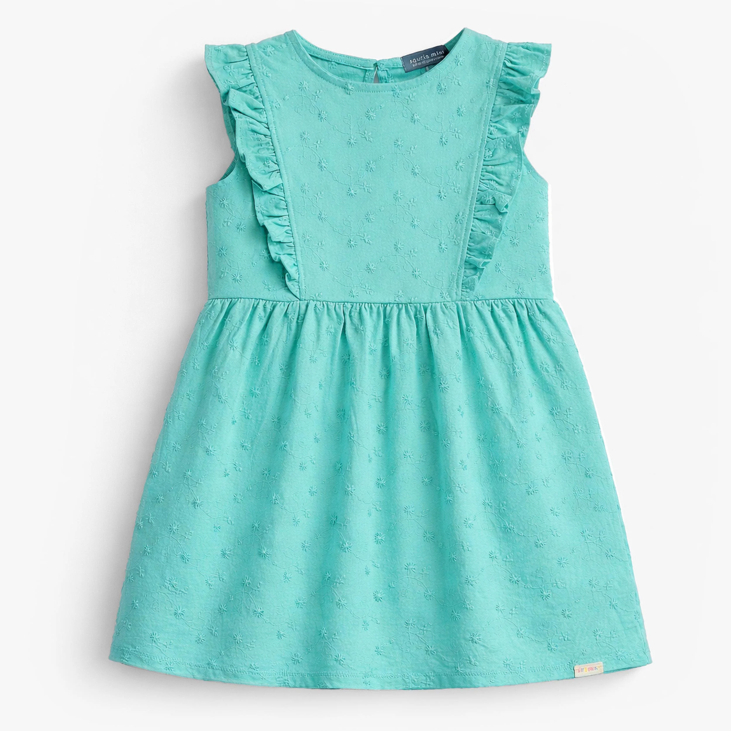 Robe turquoise avec broderies, enfant