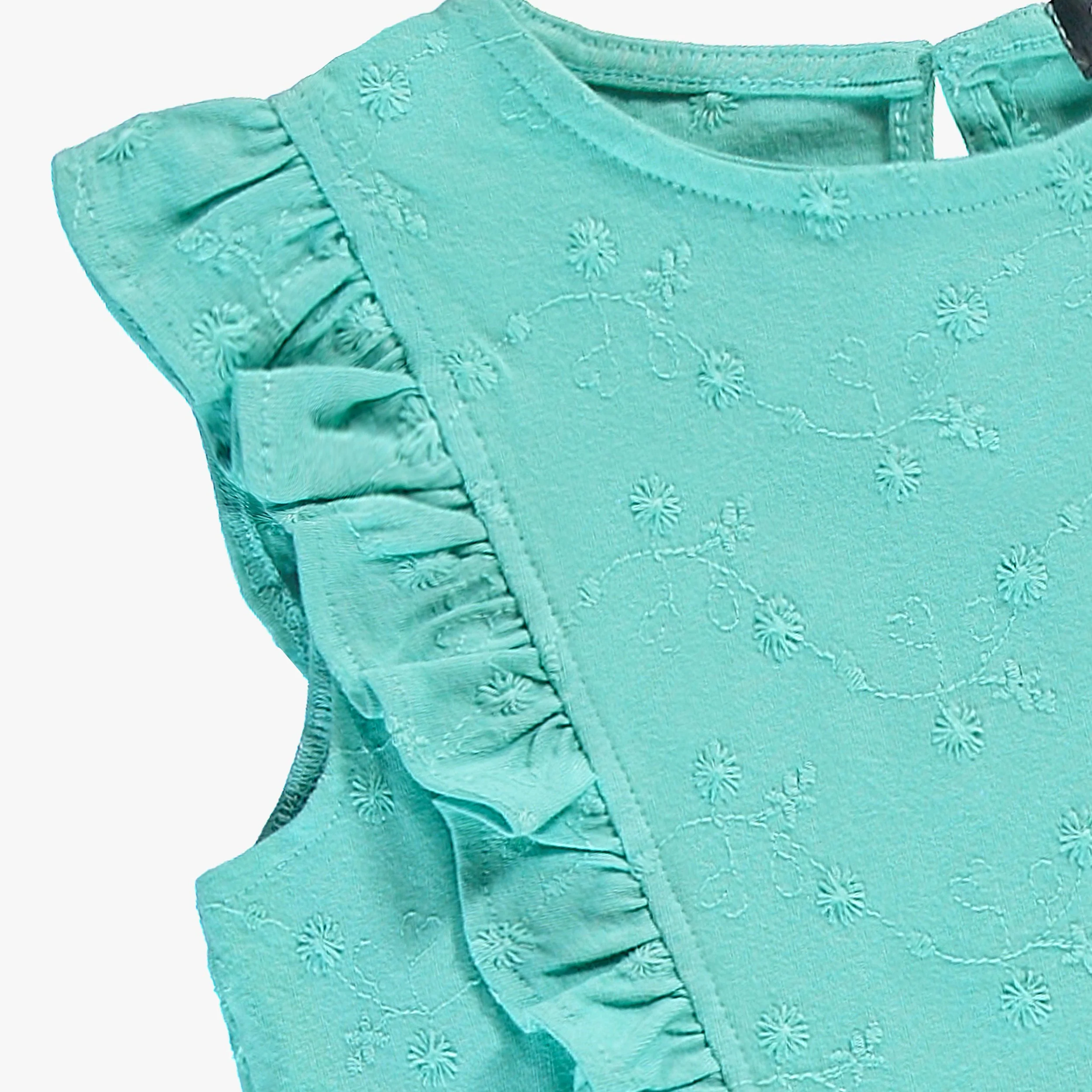 Robe turquoise avec broderies, enfant - Image 2