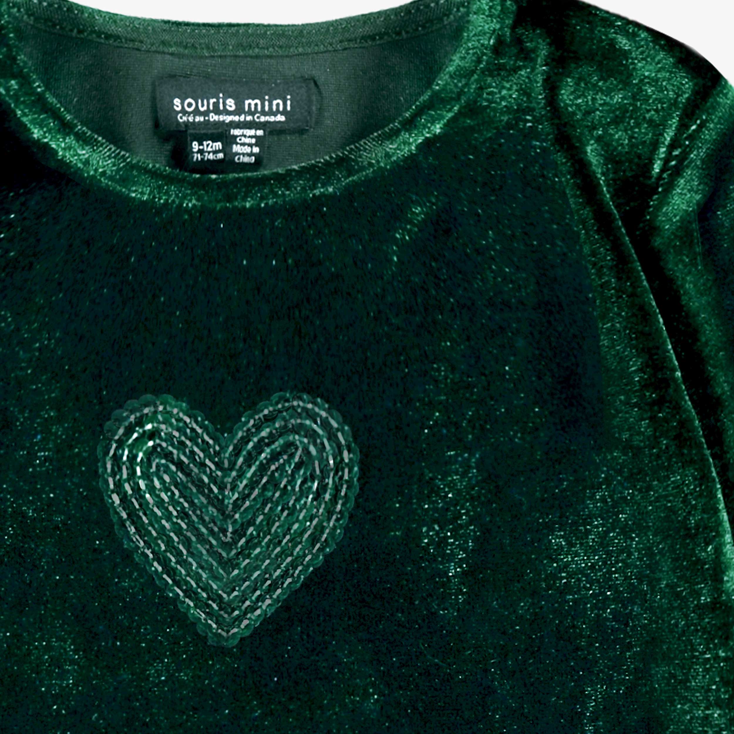 Robe verte en velours et paillettes, bébé - Image 5