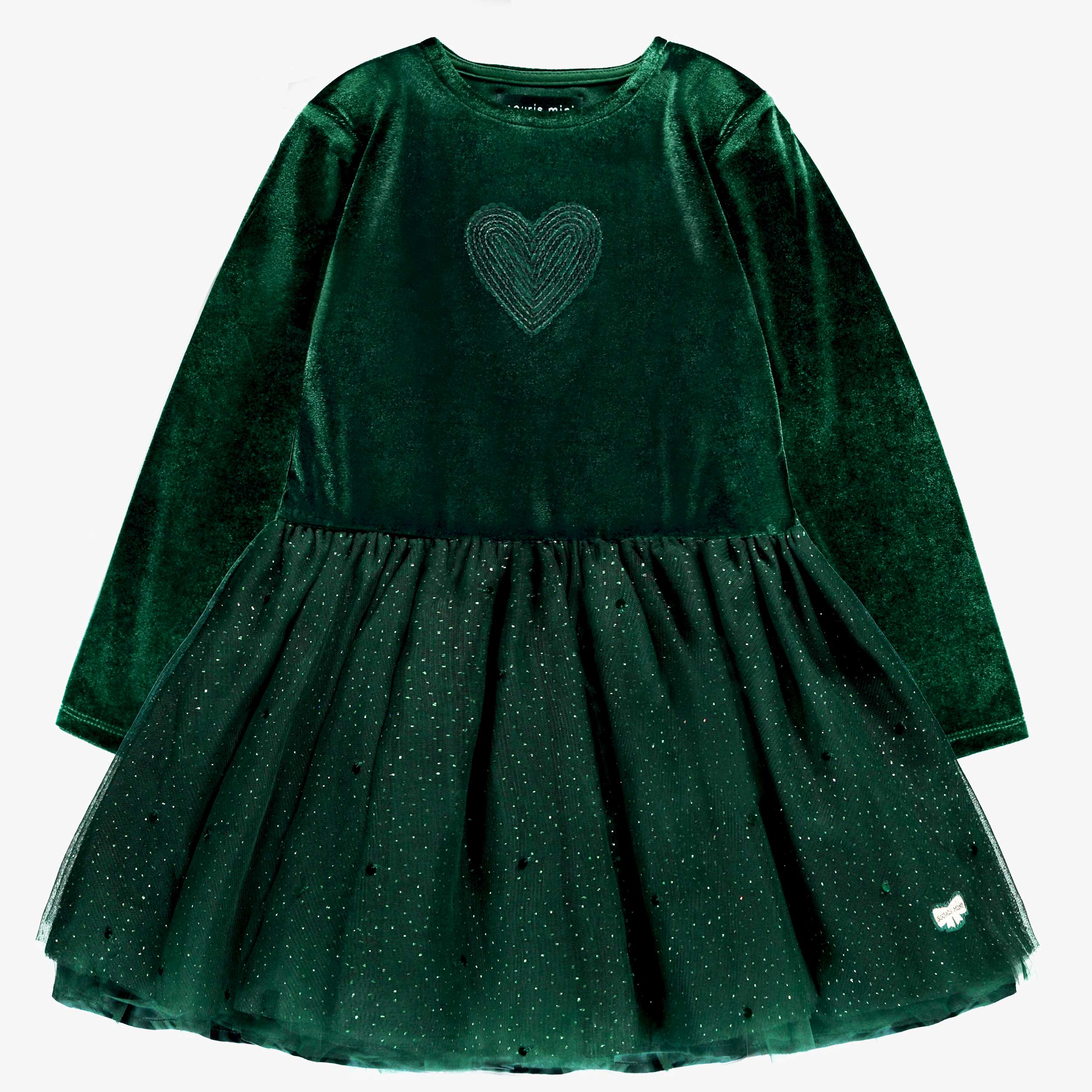 Robe verte en velours et paillettes, enfant