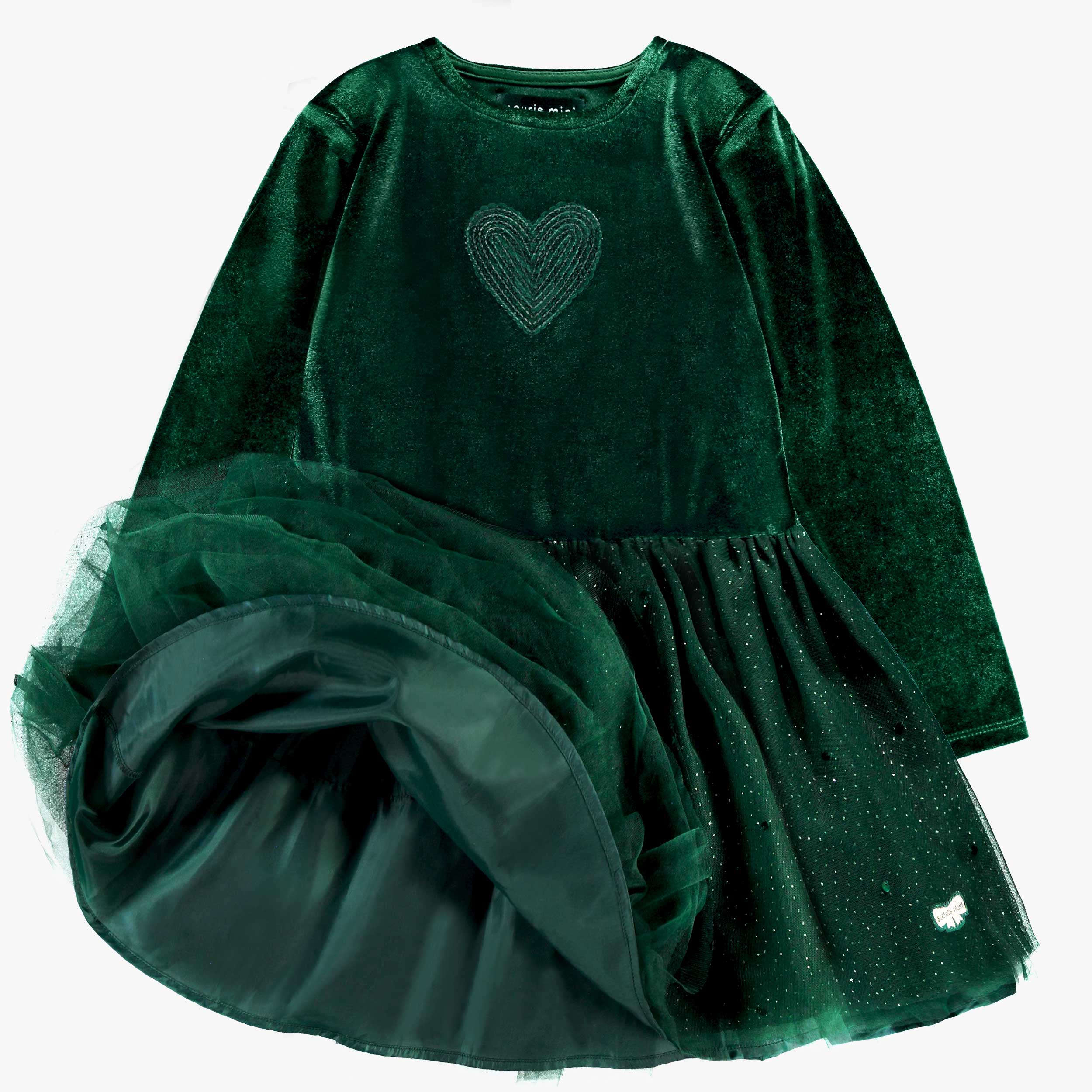 Robe verte en velours et paillettes, enfant - Image 4