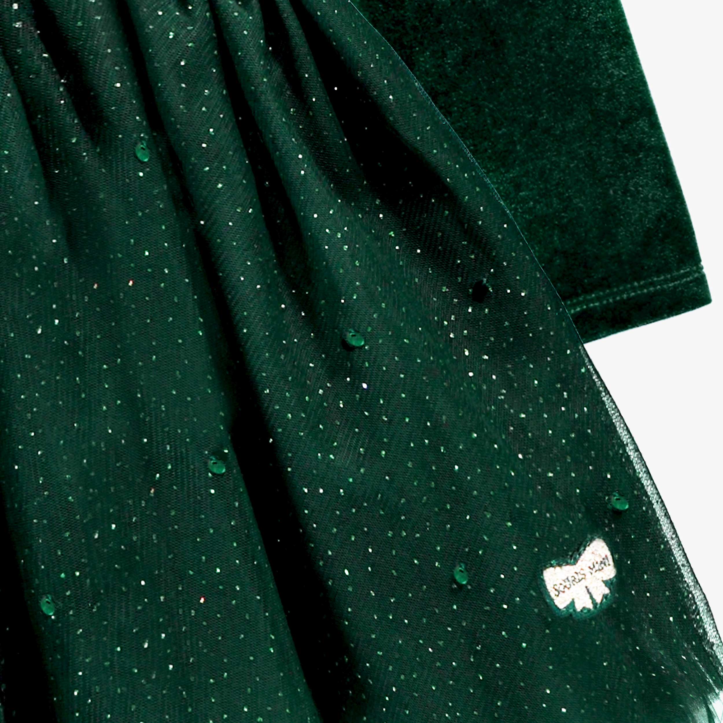 Robe verte en velours et paillettes, enfant - Image 6
