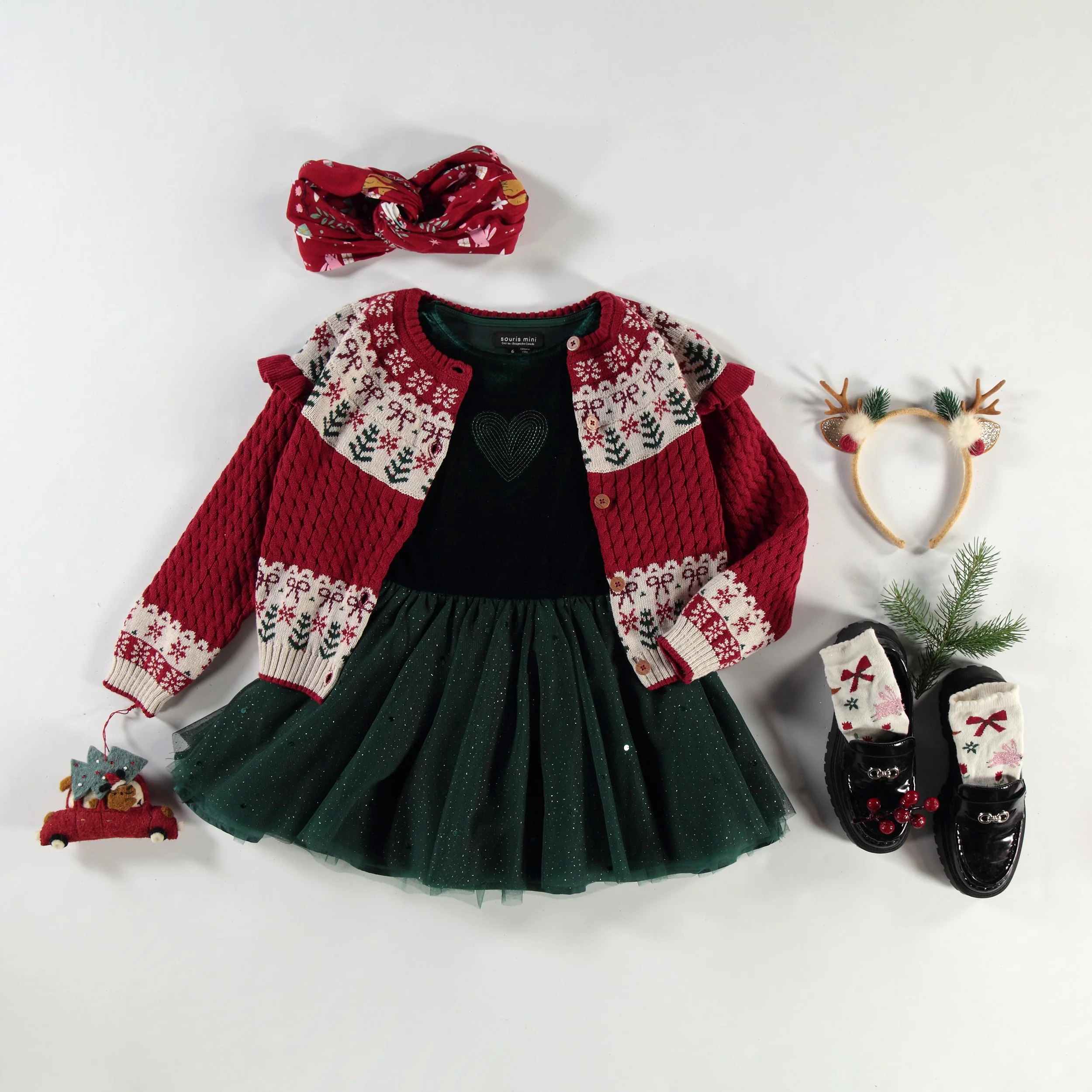 Robe verte en velours et paillettes, enfant - Image 7