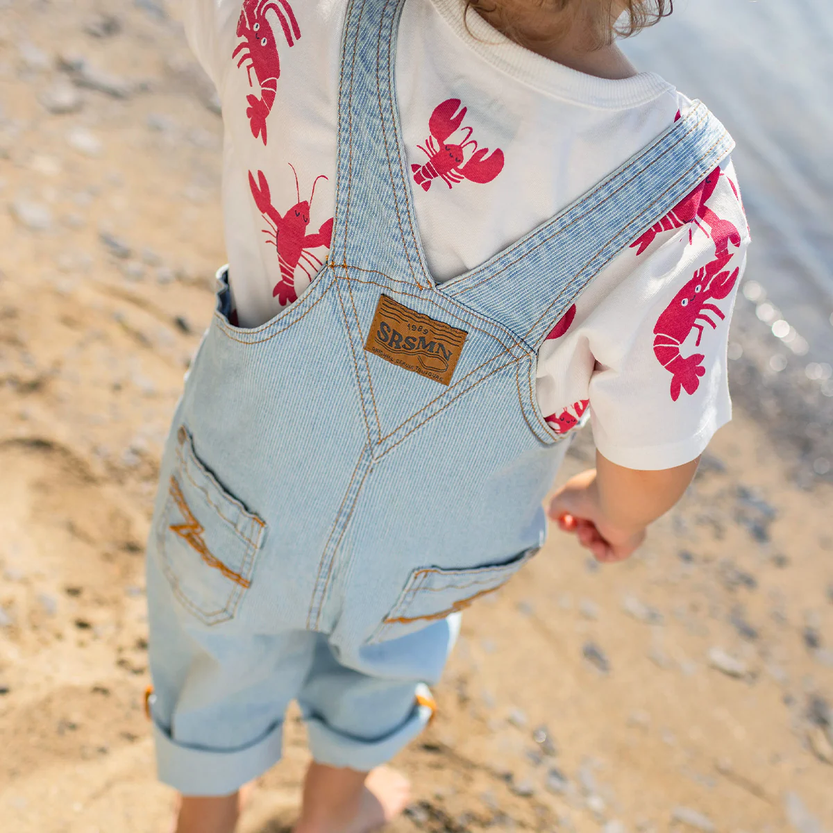 Salopette bleu pâle en denim à rayures, bébé - Image 3