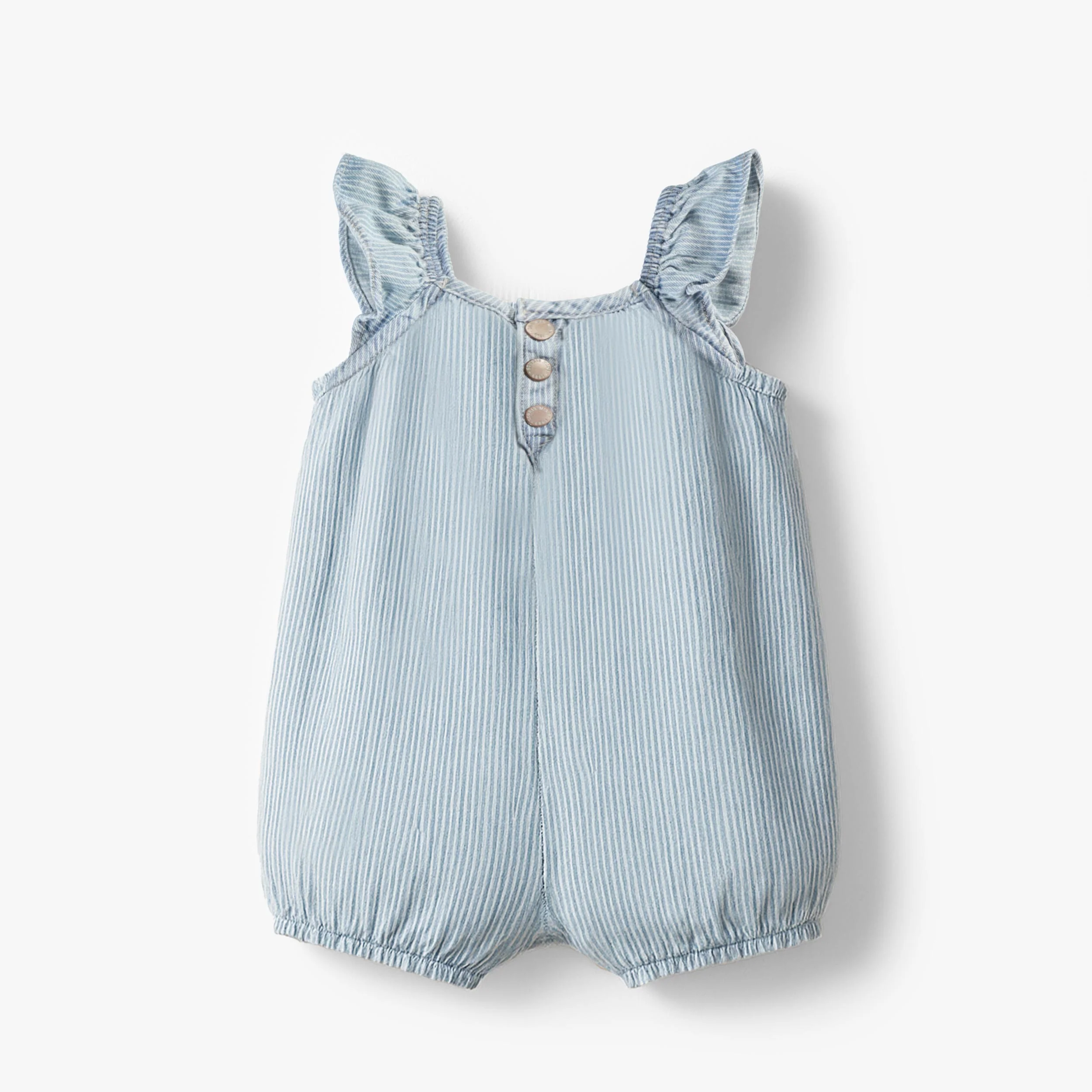 Salopette bleu pâle en denim à rayures, naissance - Image 7