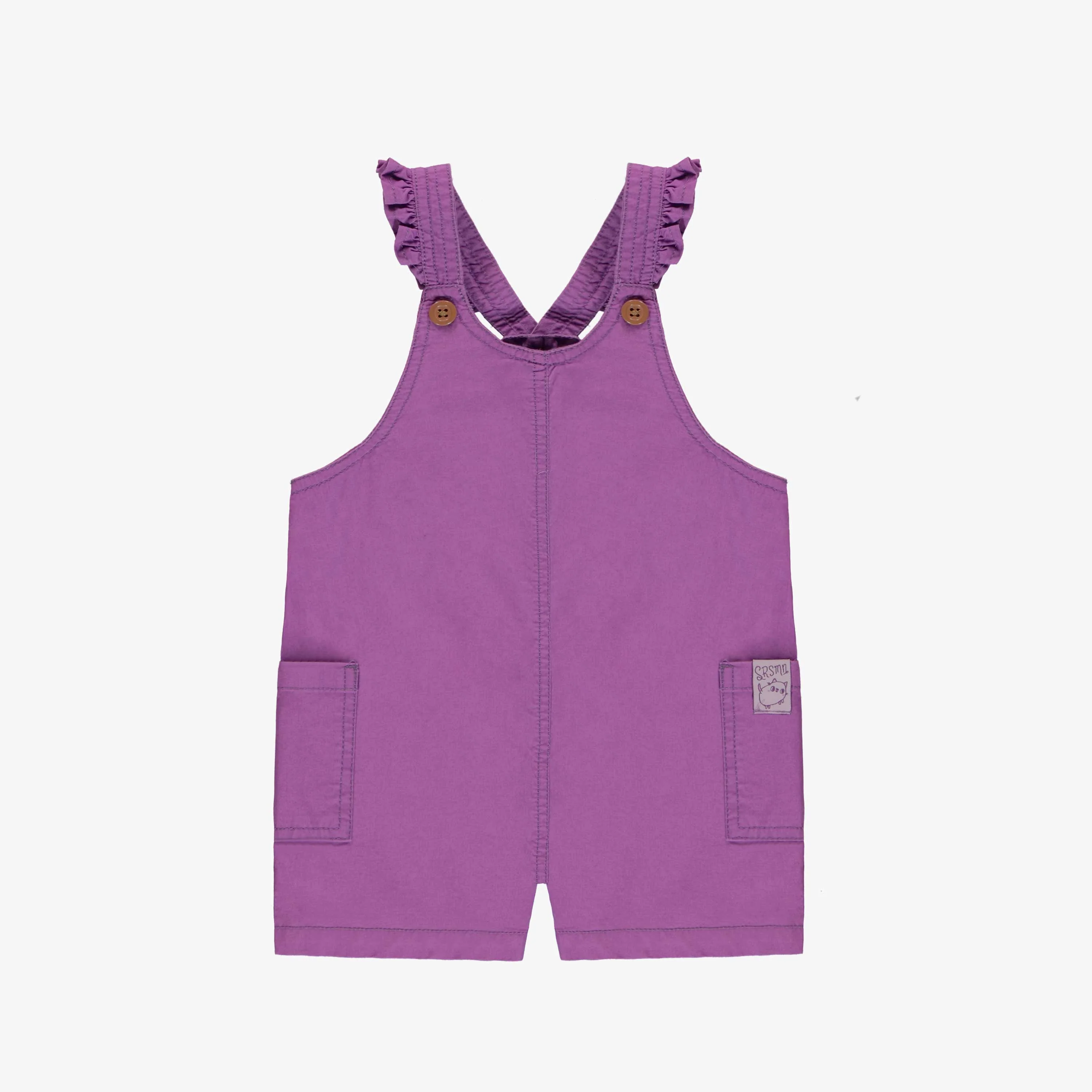 Salopette courte mauve avec bretelles à volants en coton, bébé