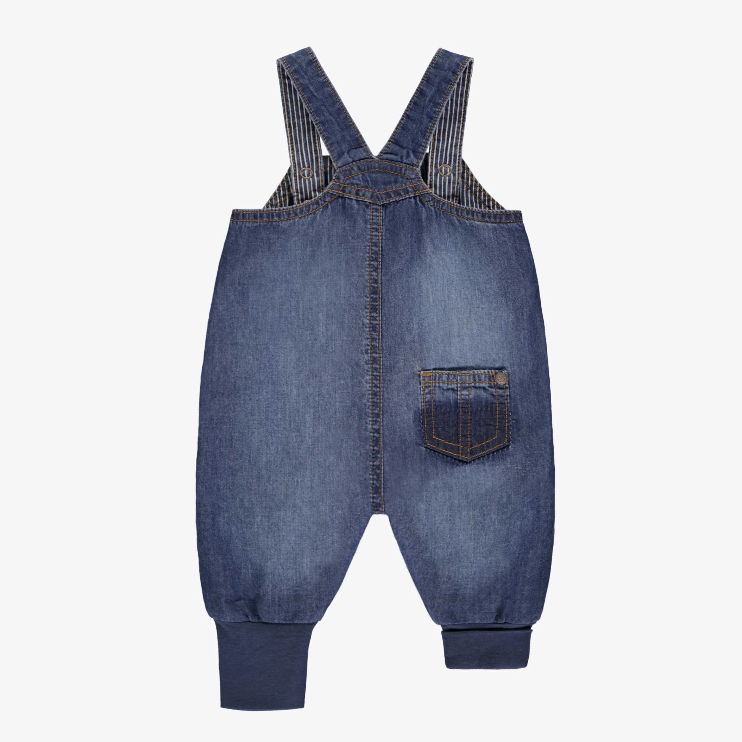 Salopette évolutive en denim bleu moyen à effet délavé, naissance - Image 2