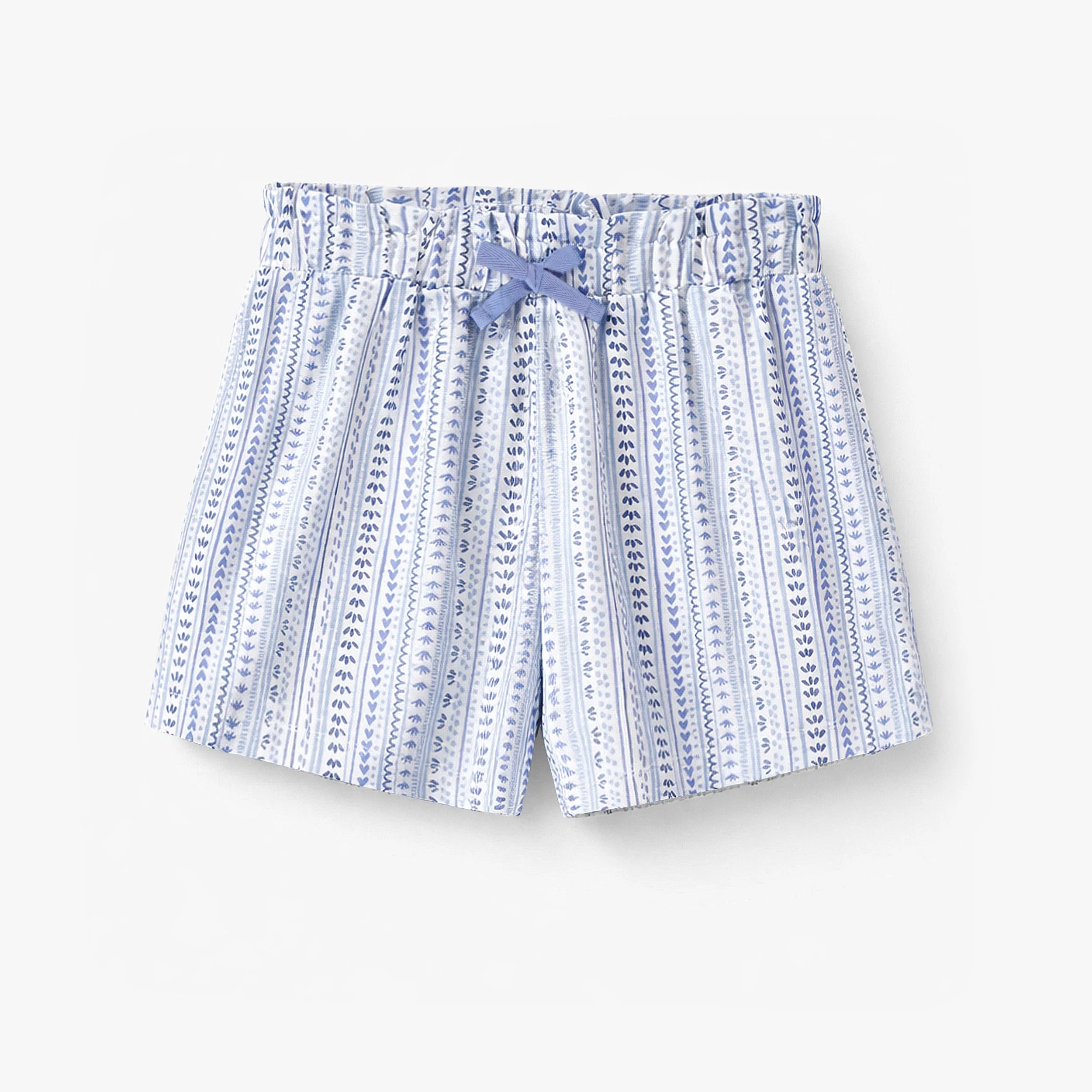 Short blanc et bleu à motifs, enfant