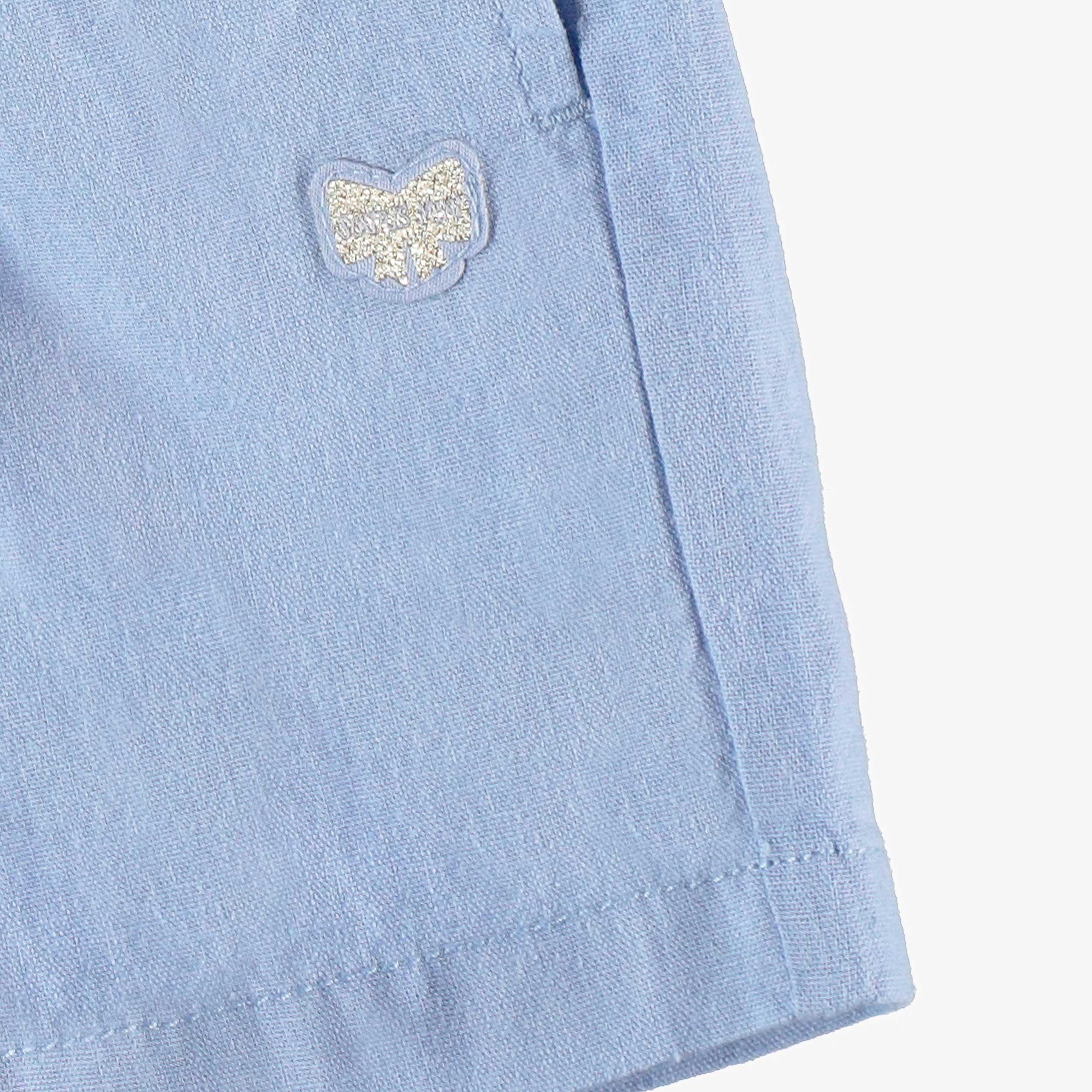 Short bleu en coton et lin, enfant - Image 3