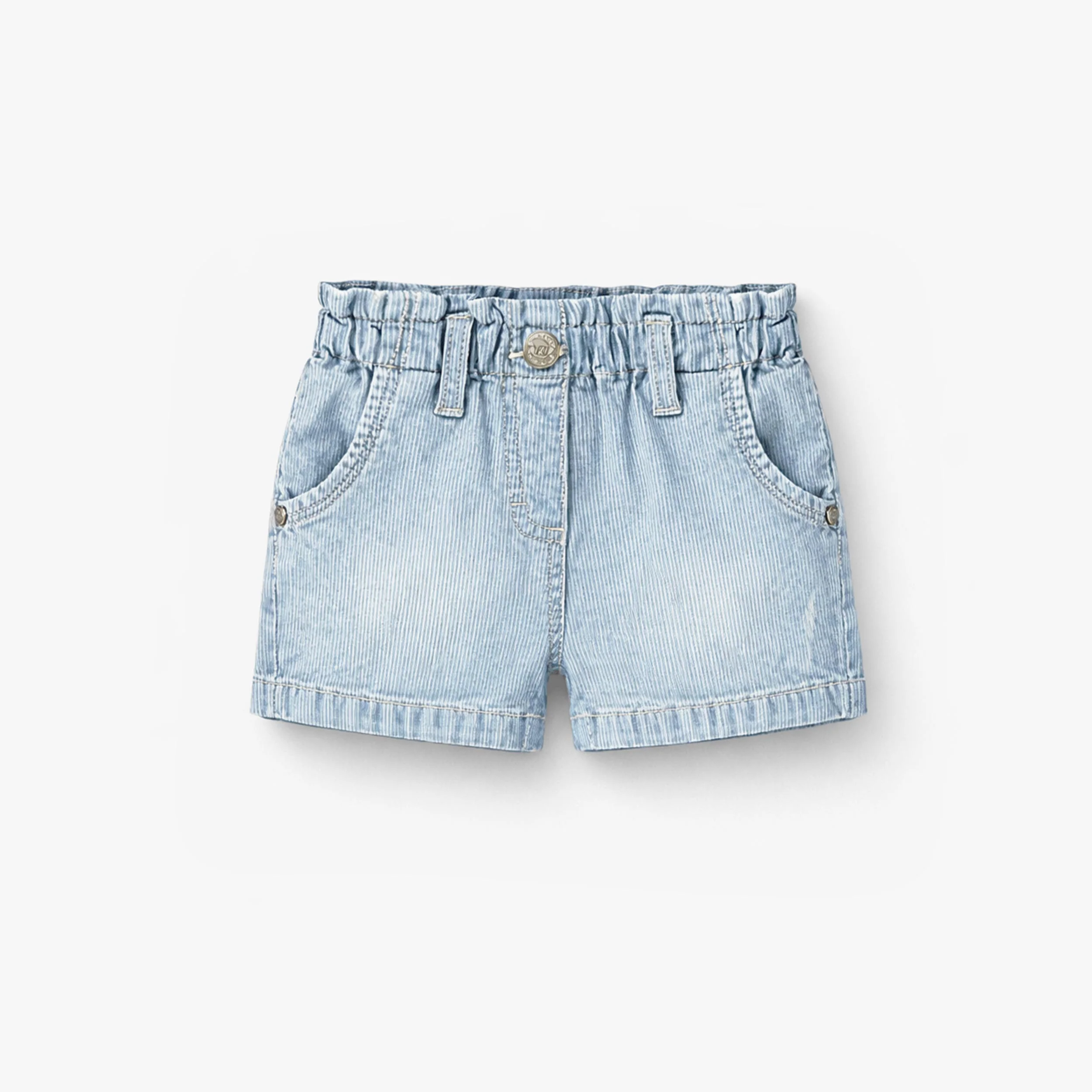 Short bleu pâle en denim à rayures, bébé