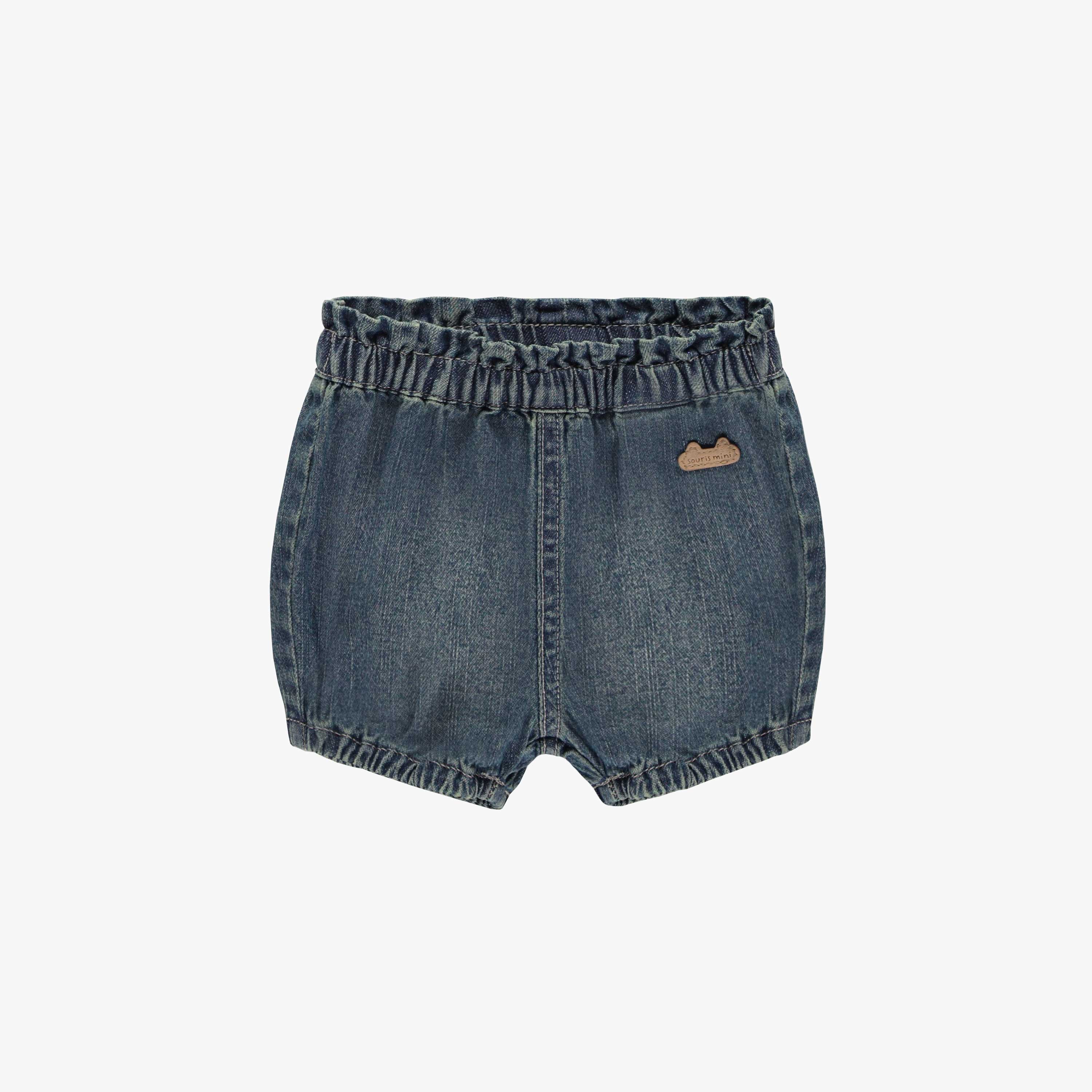 Short coupe ample en denim léger bleu moyen, naissance