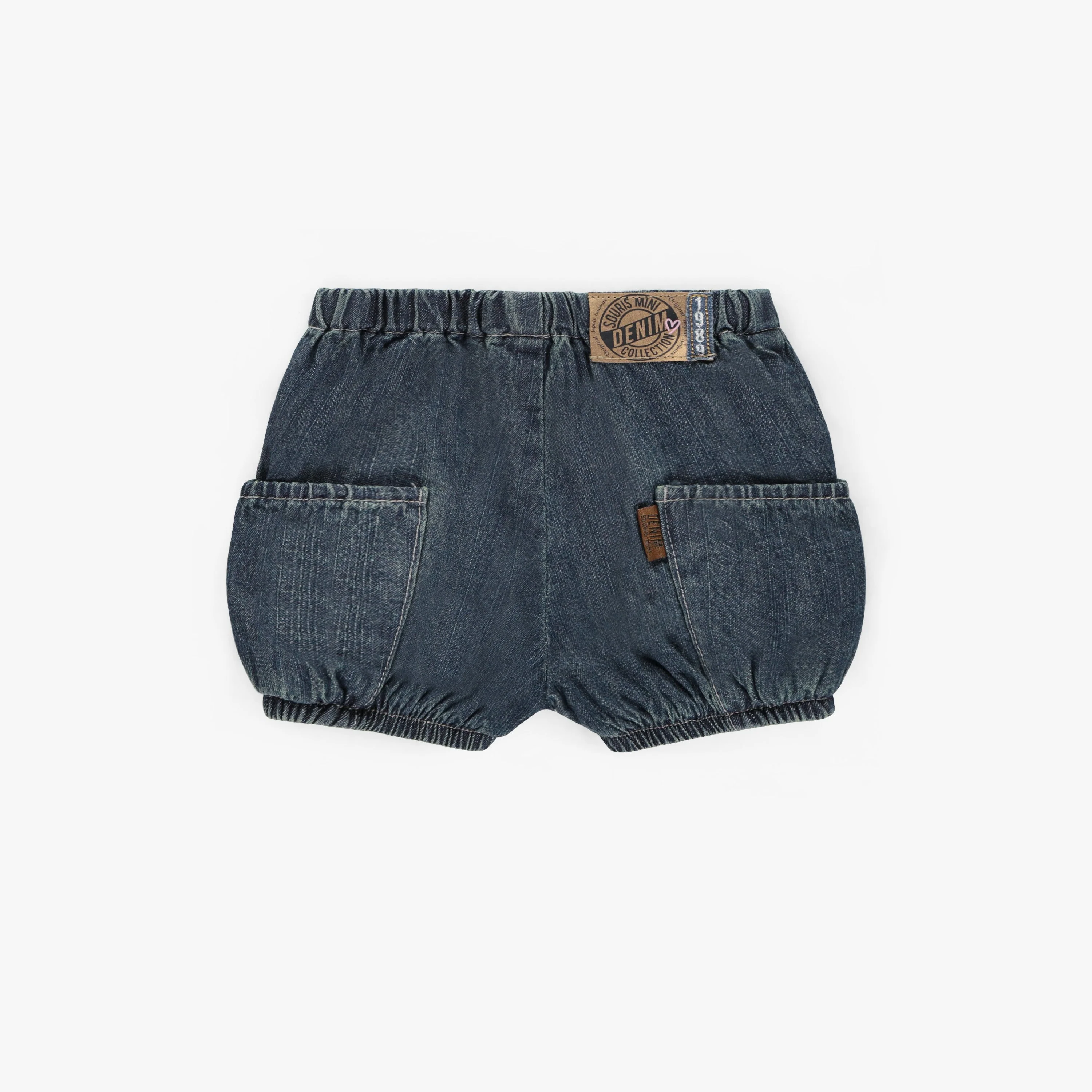 Short coupe décontractée en denim léger bleu foncé, bébé - Image 4