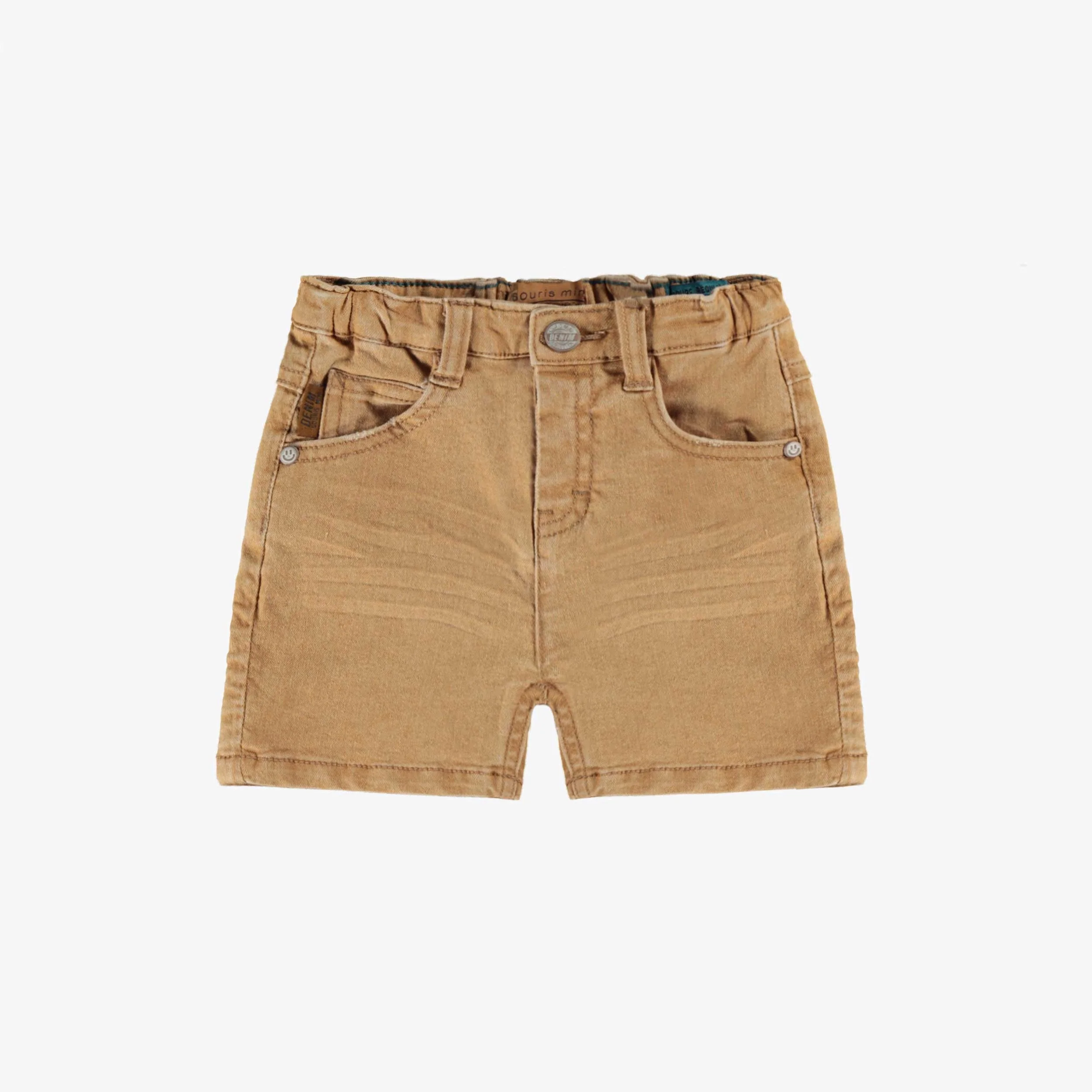 Short de denim jaune ocre à effet délavé, bébé