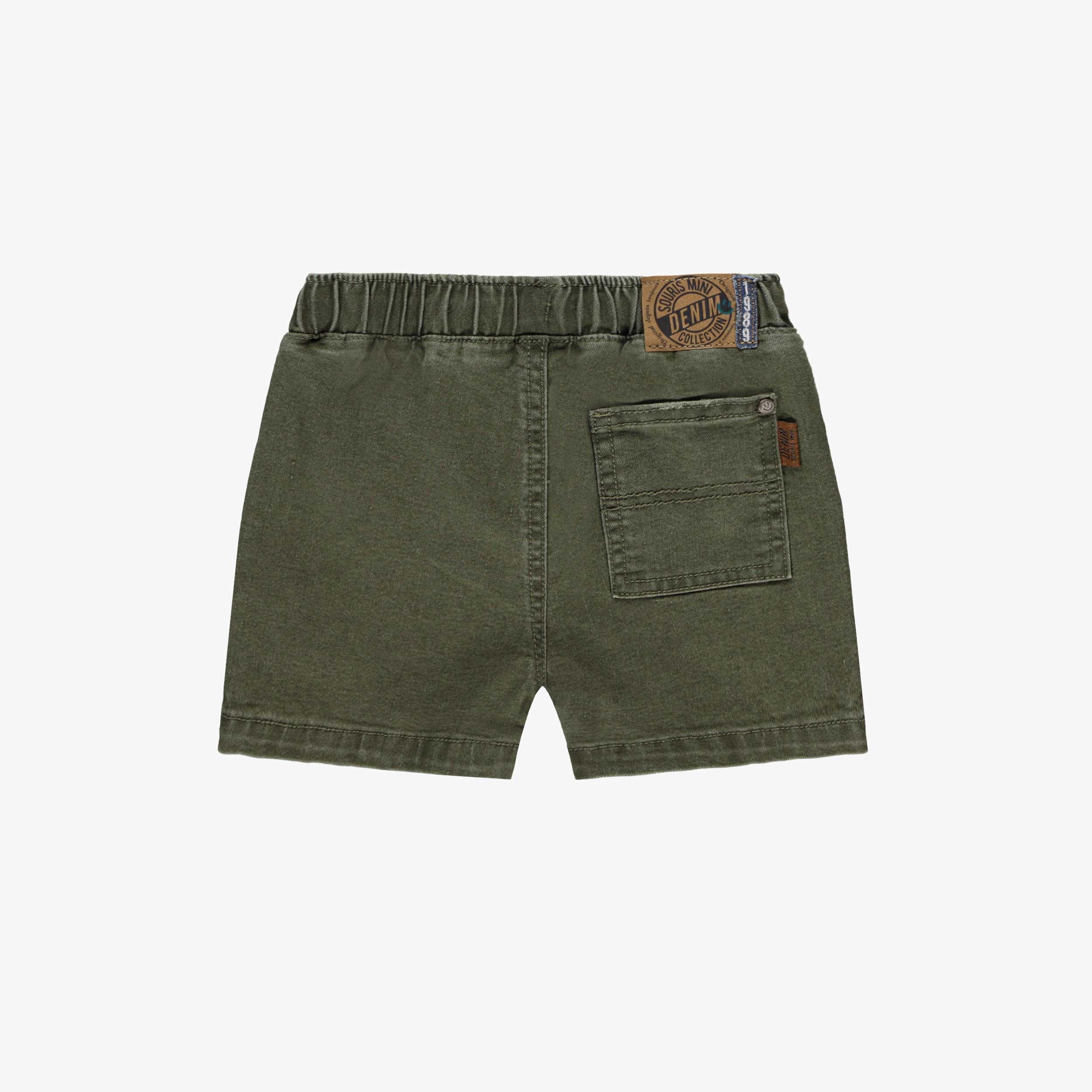 Short de denim vert à taille élastique, bébé - Image 2