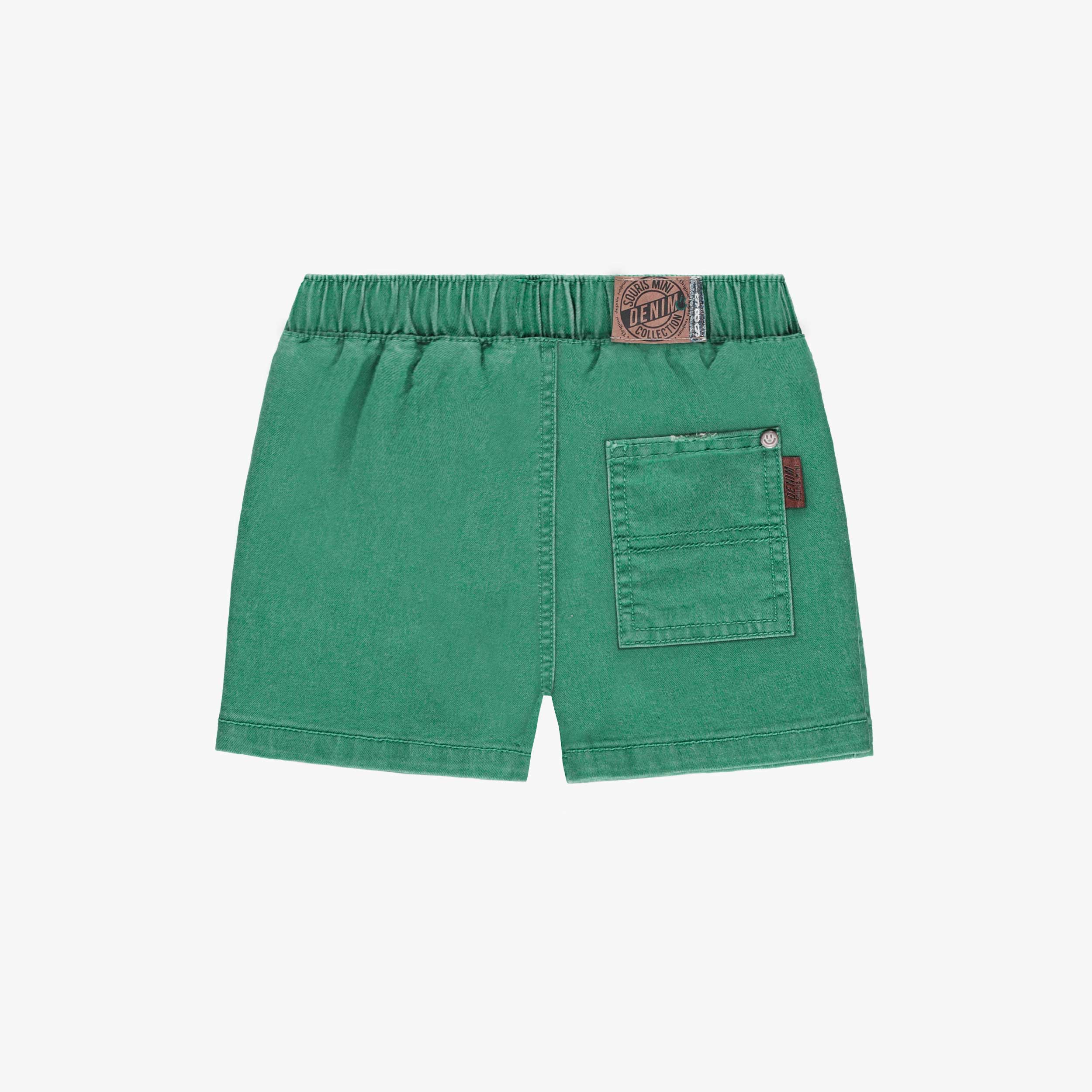 Short de denim vert à taille élastique, bébé - Image 2