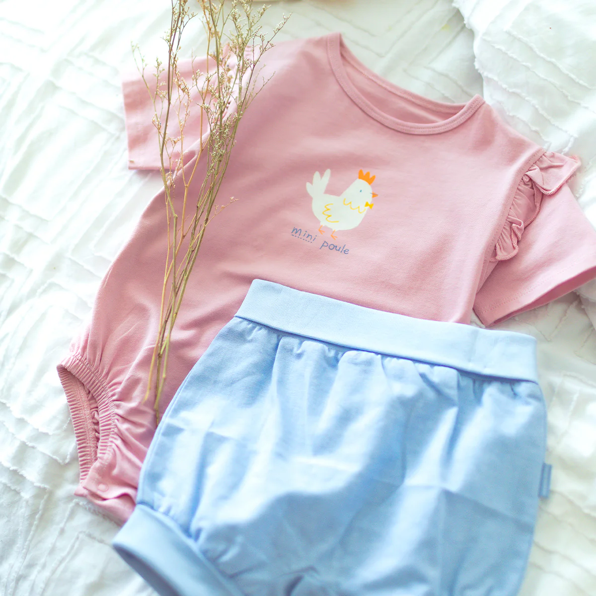 Short évolutif bleu en chambray, bébé - Image 3