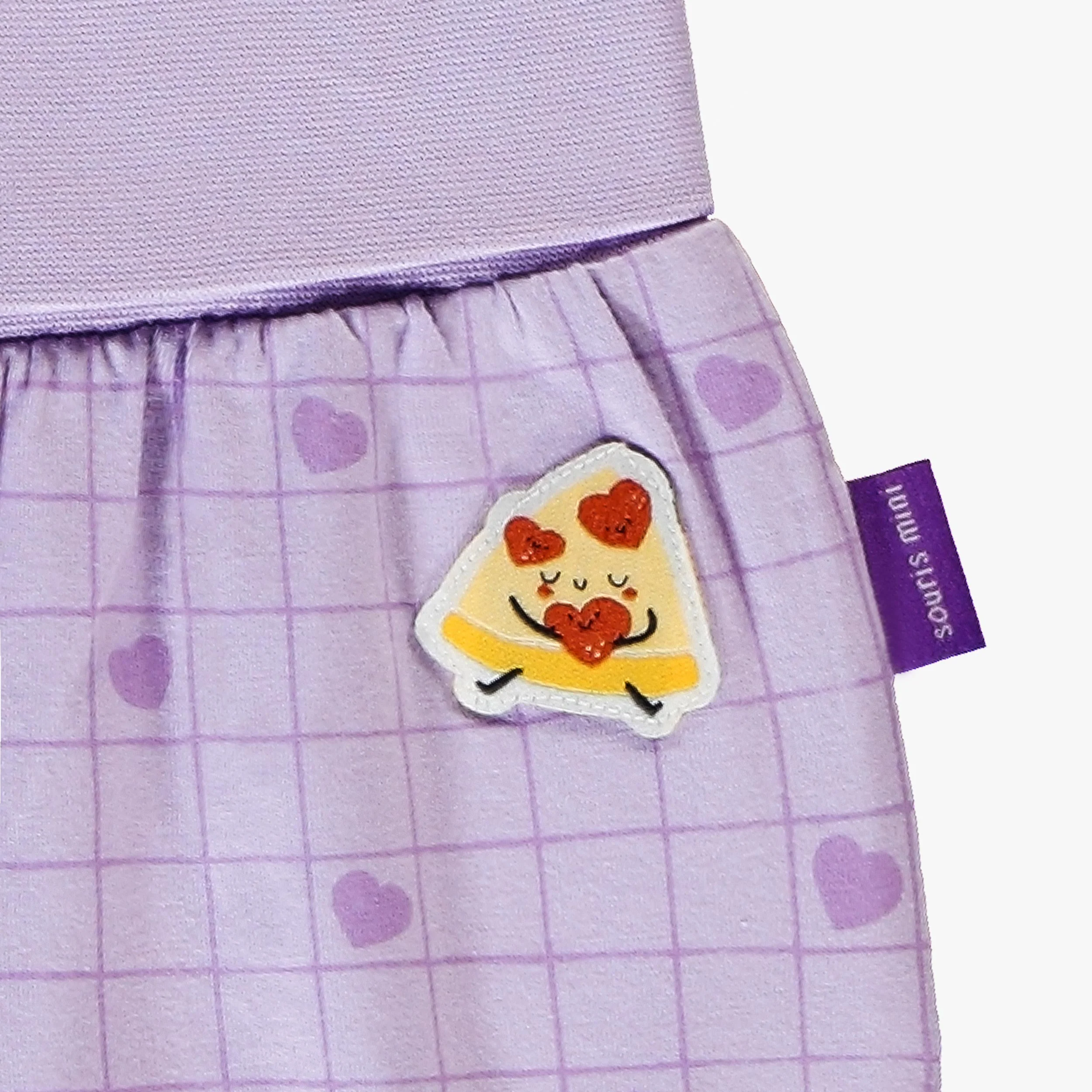 Short évolutif mauve avec cœurs et pizza, bébé - Image 2