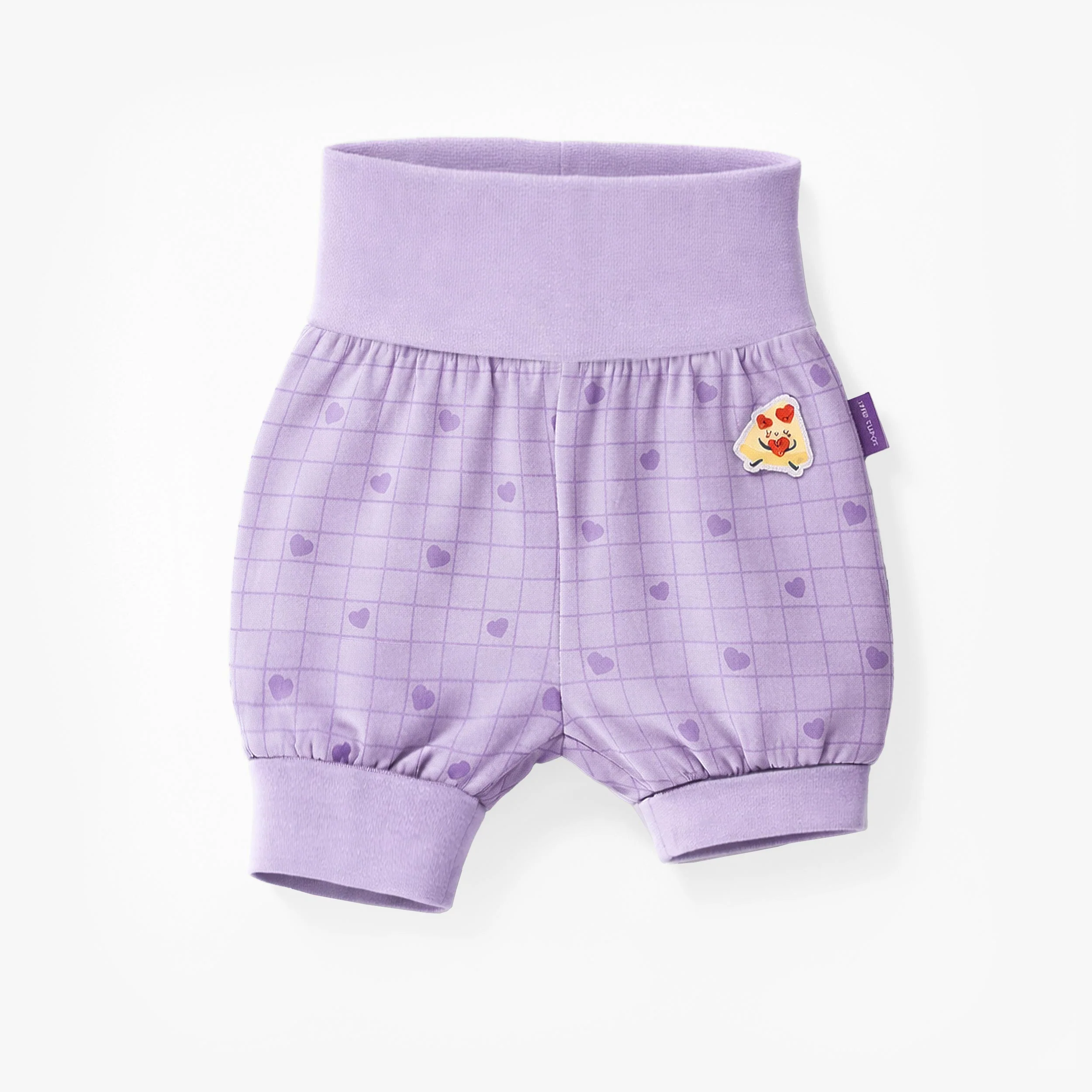 Short évolutif mauve avec cœurs et pizza, bébé - Image 3