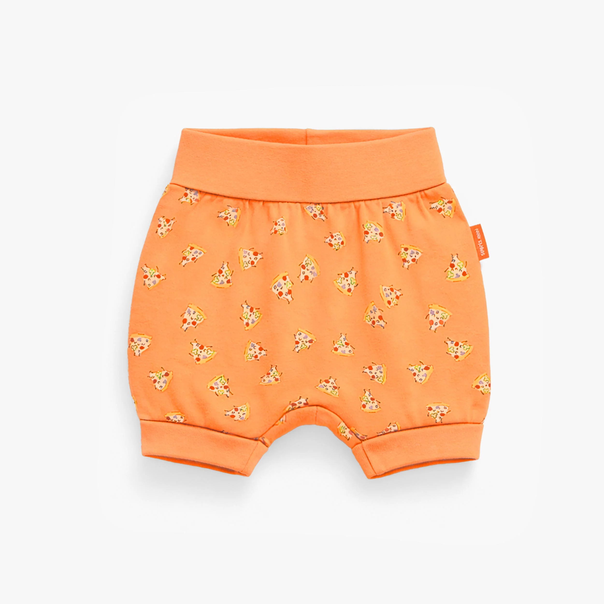 Short évolutif orange à motifs de pizzas, bébé