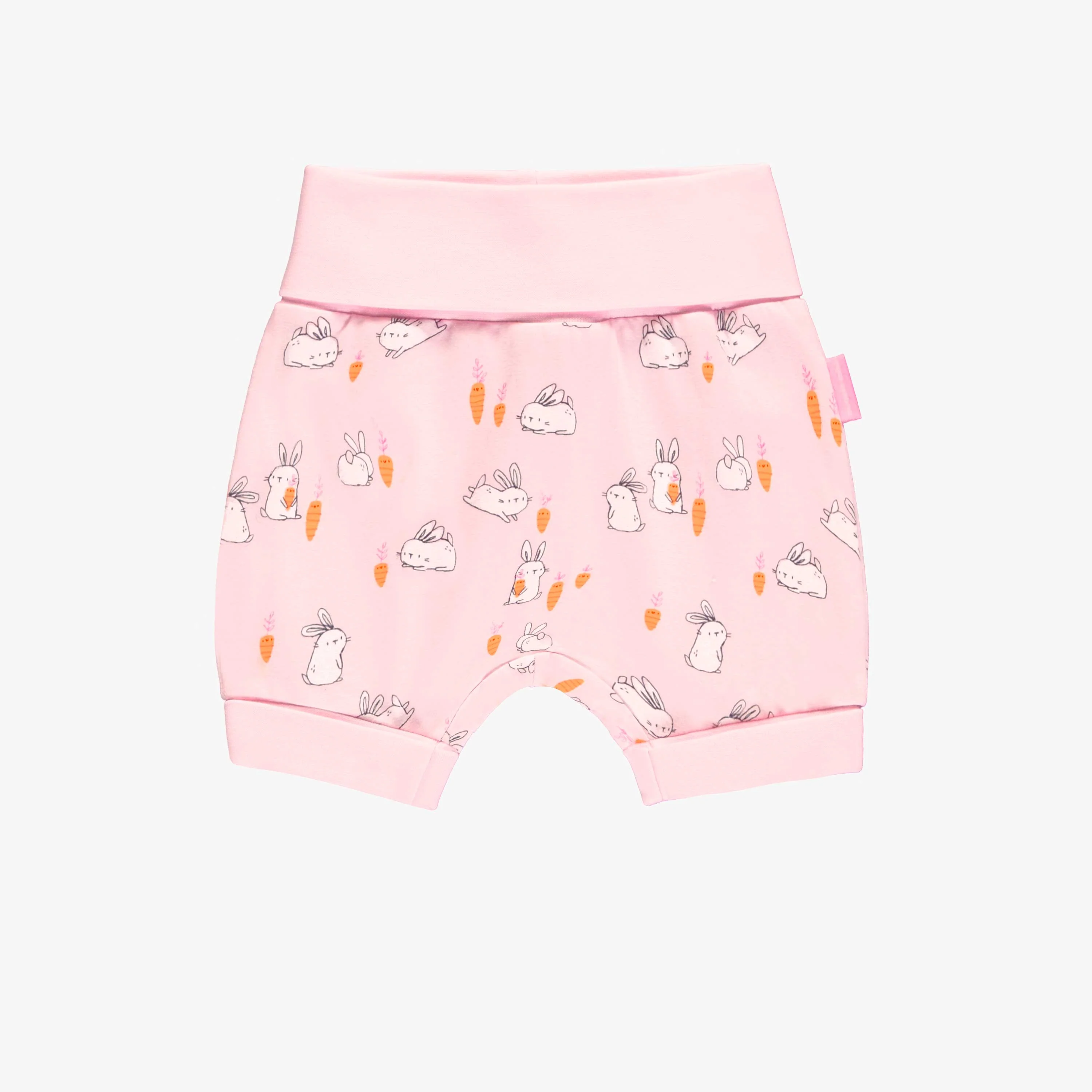 Short évolutif rose à motif de poules et de lapins en jersey doux, bébé