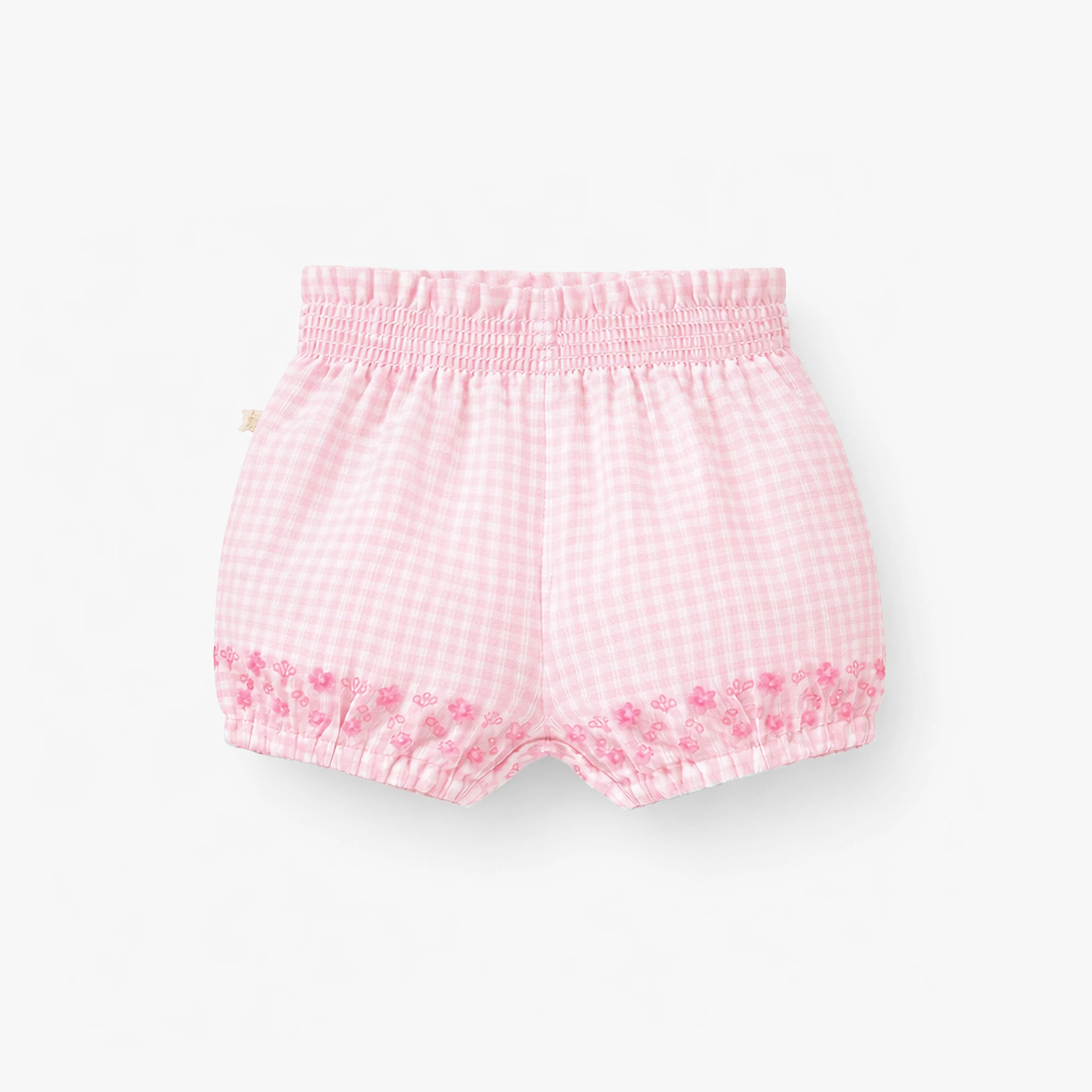 Short rose à carreaux et broderie anglaise, naissance - Image 3