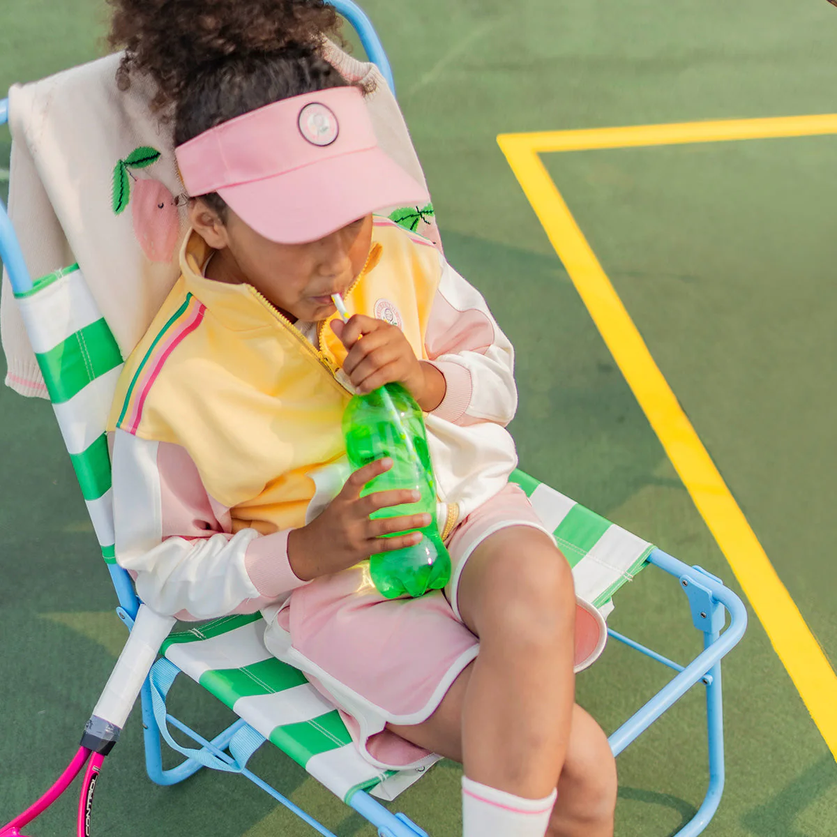Short rose en coton français au look sportif, enfant - Image 3