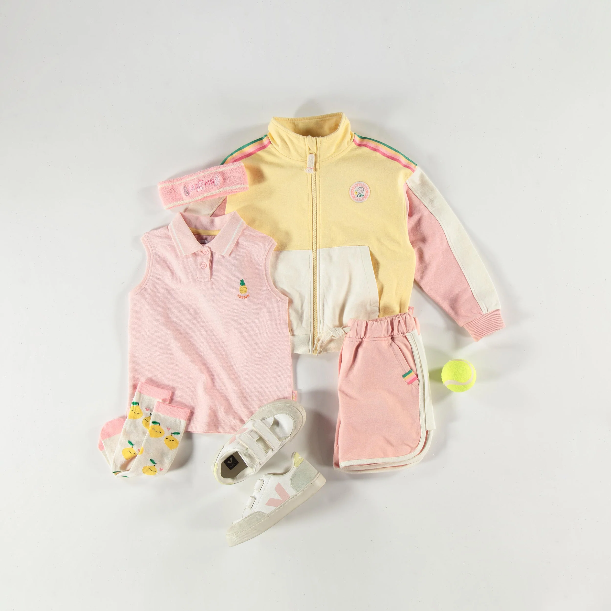 Short rose en coton français au look sportif, enfant - Image 4