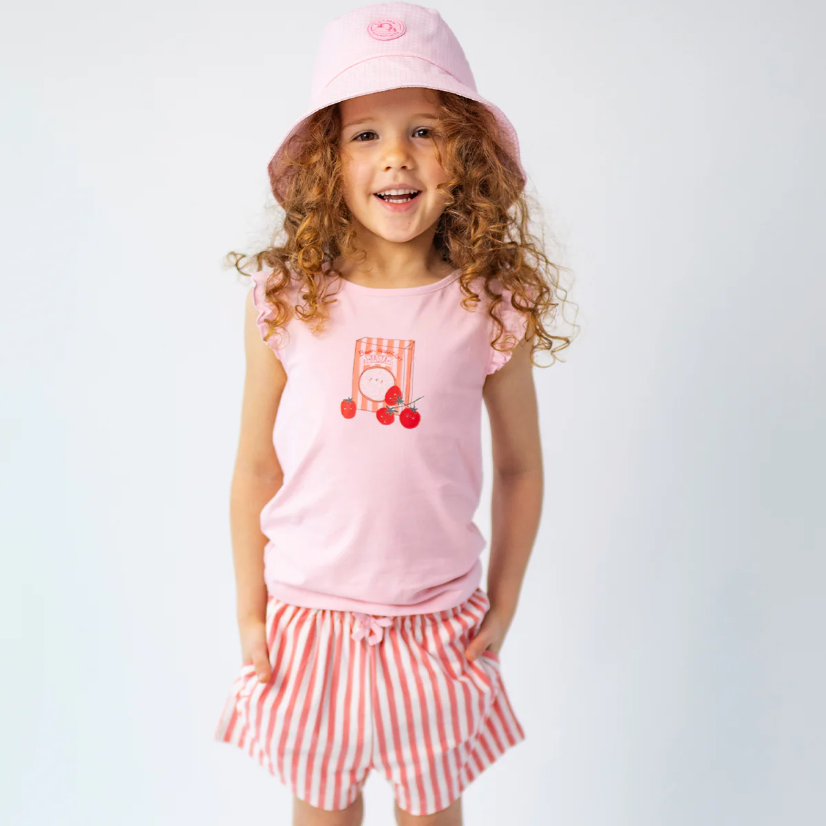 Short rose et crème à rayures, enfant - Image 3