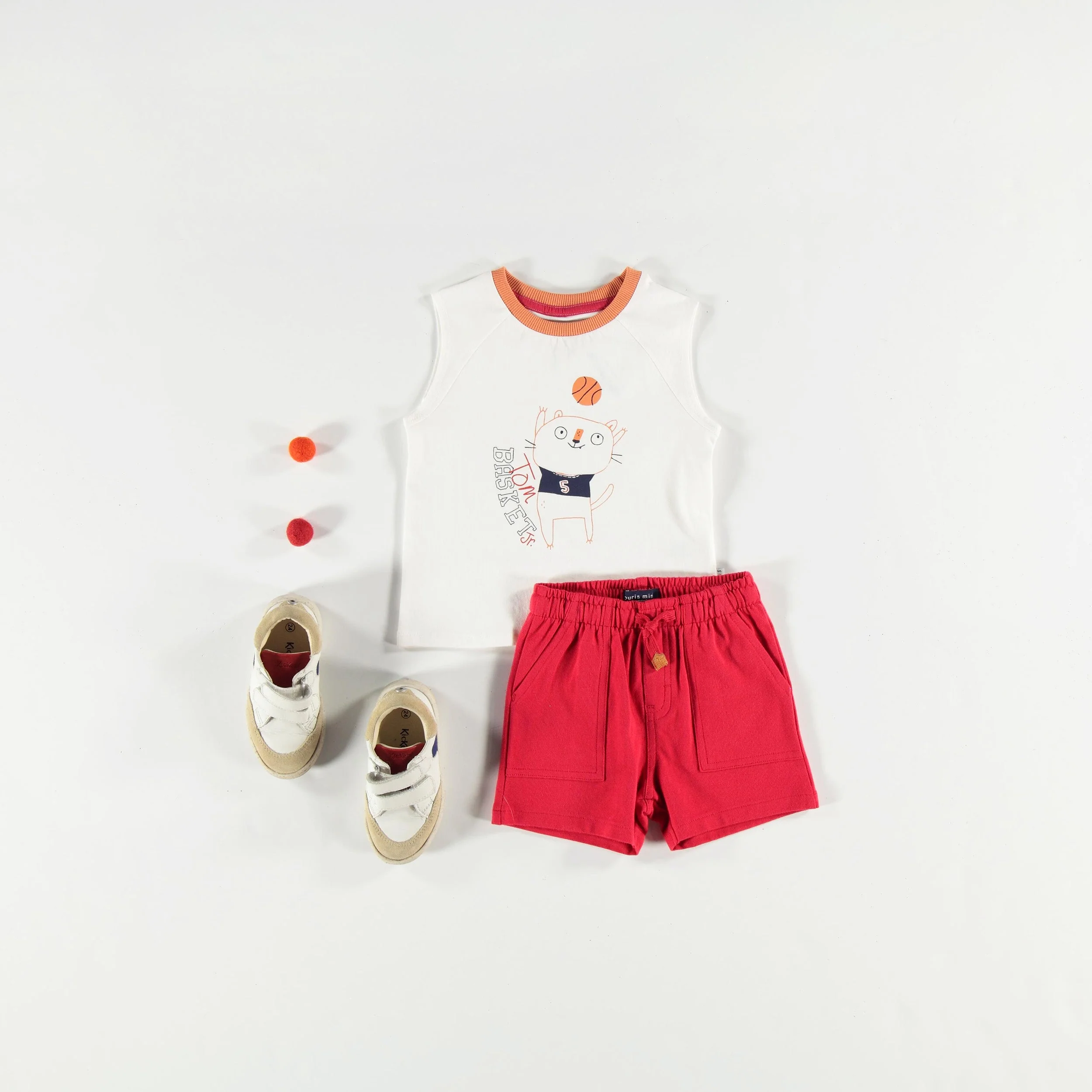 Short rouge en jersey de coton, bébé - Image 3