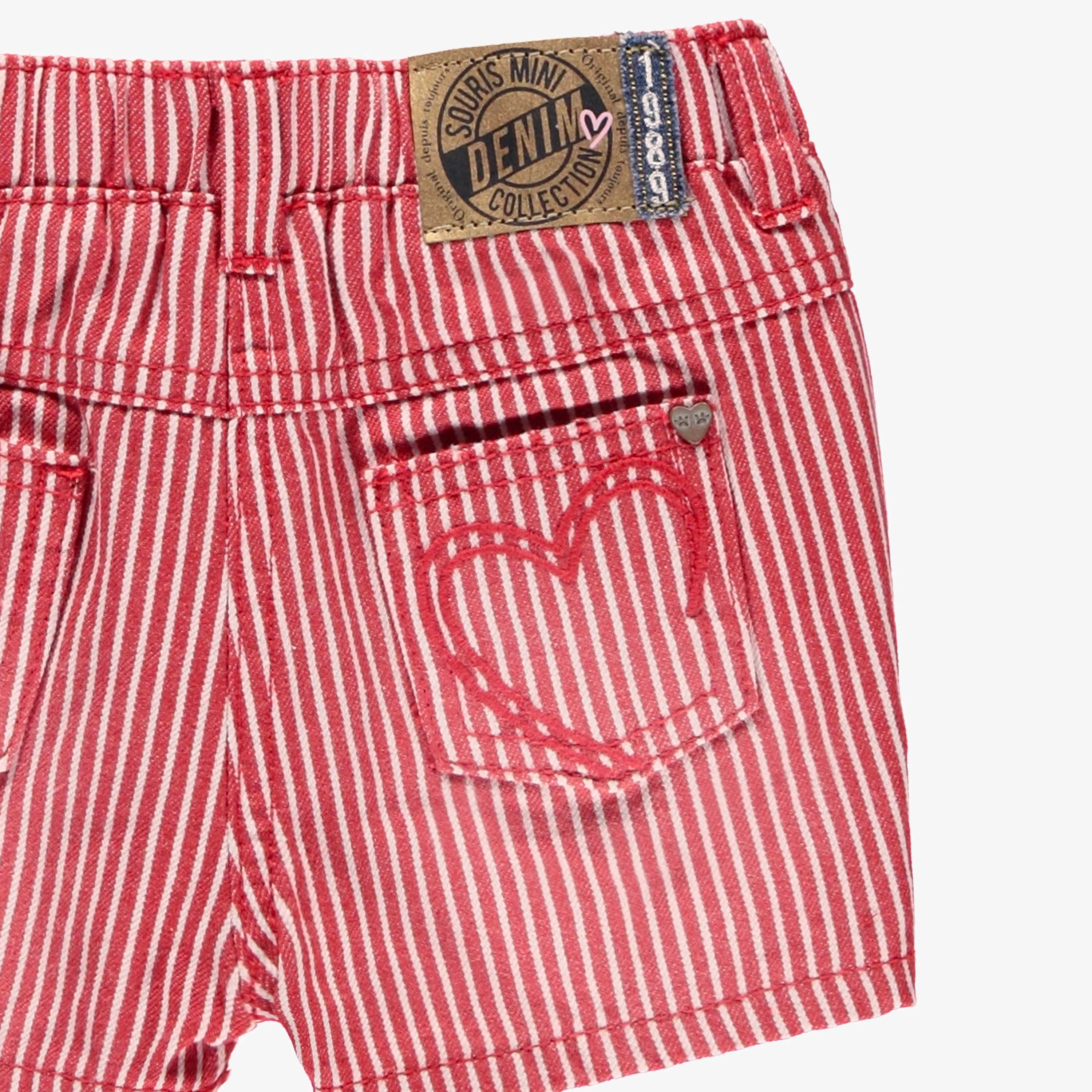 Short rouge et blanc en denim à rayures, bébé - Image 2
