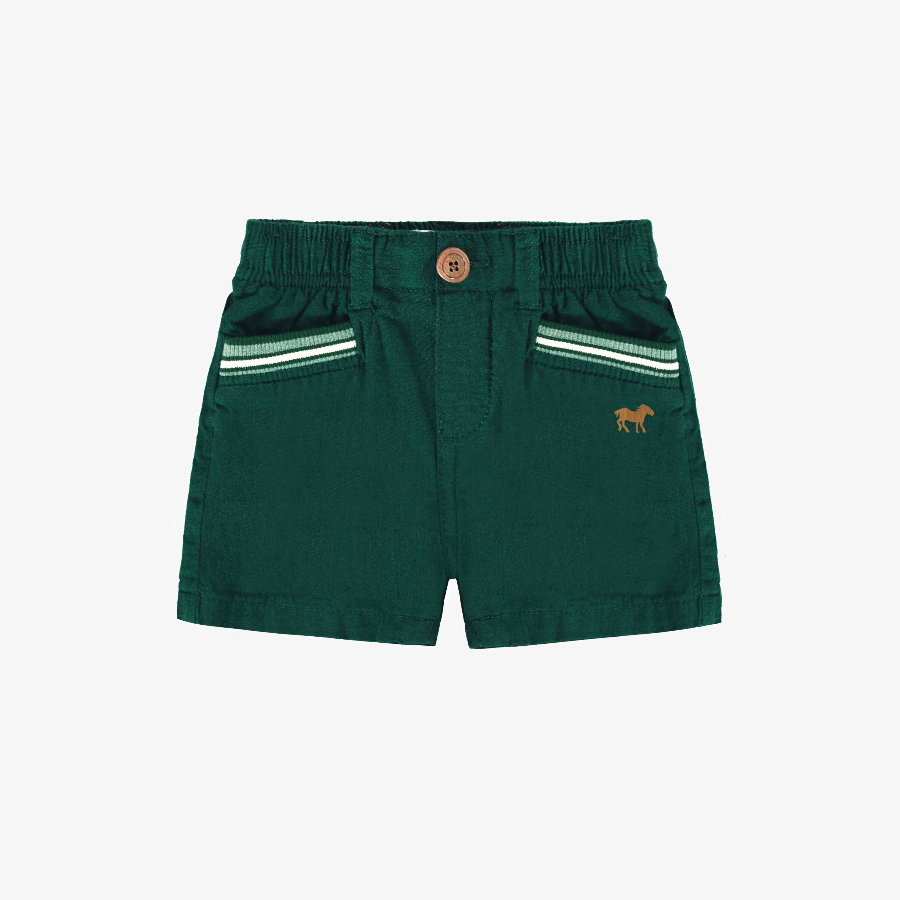 Short vert en lin et coton, bébé