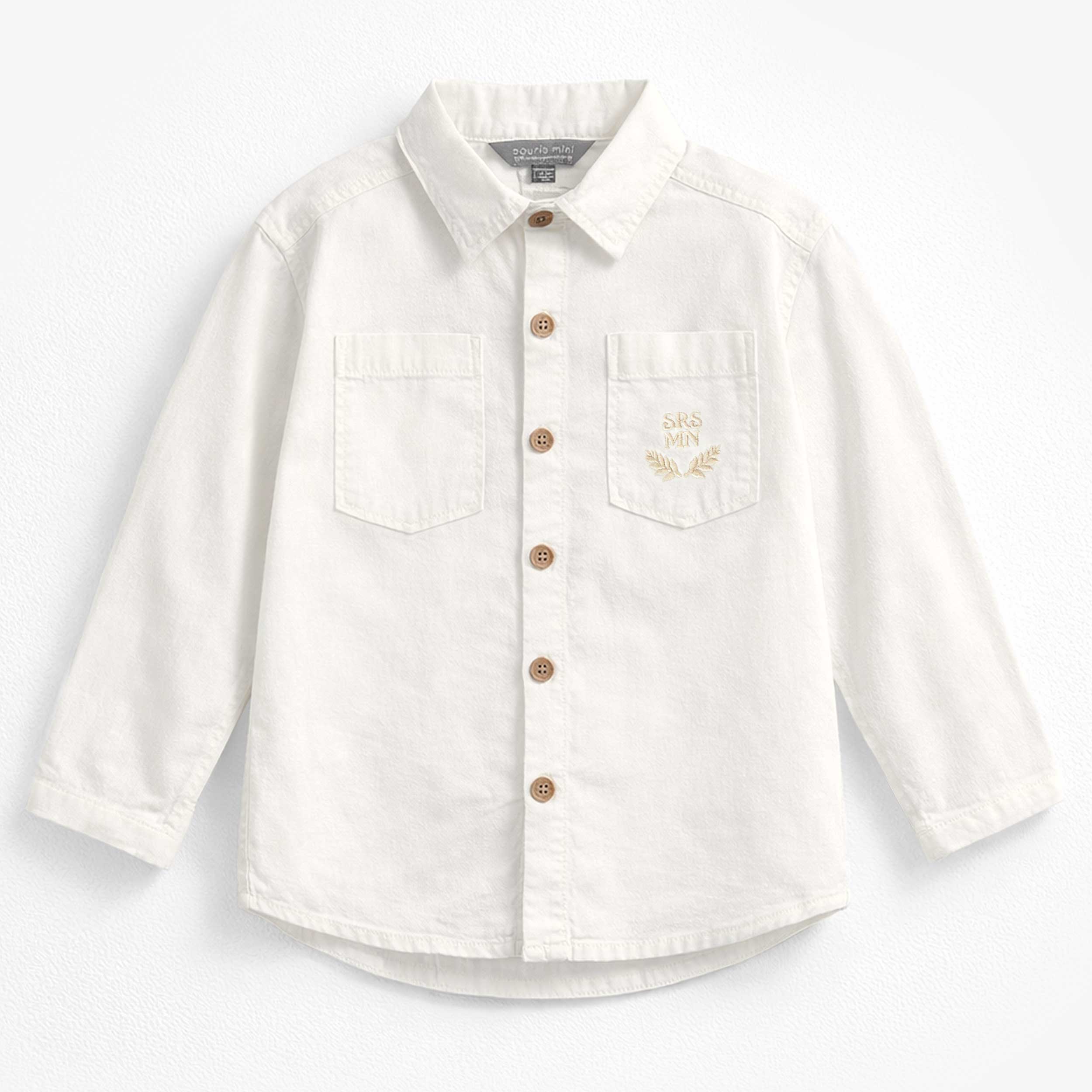 Surchemise blanche en coton et lin, enfant