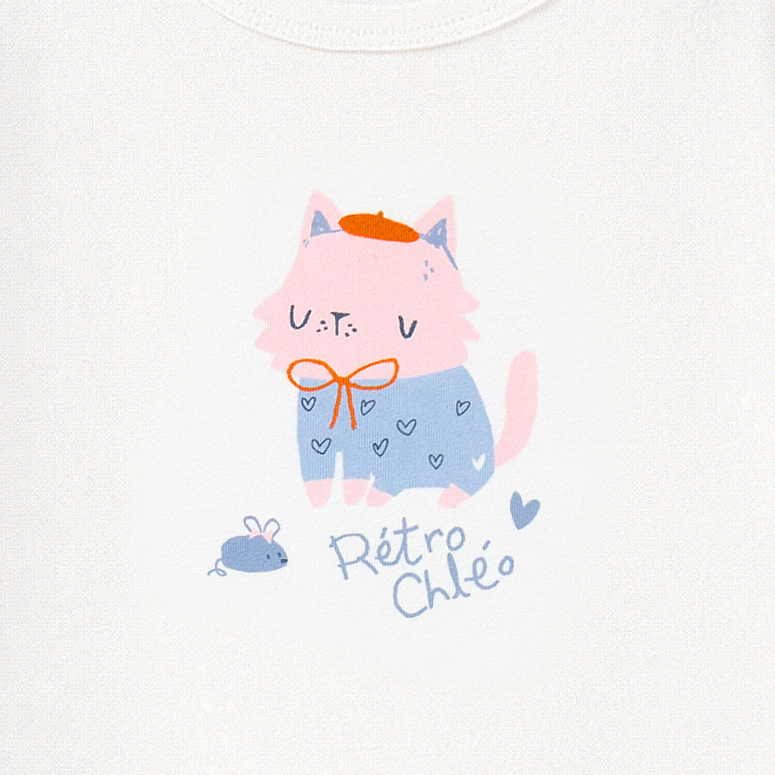 T-shirt blanc avec illustration de chat, bébé - Image 2