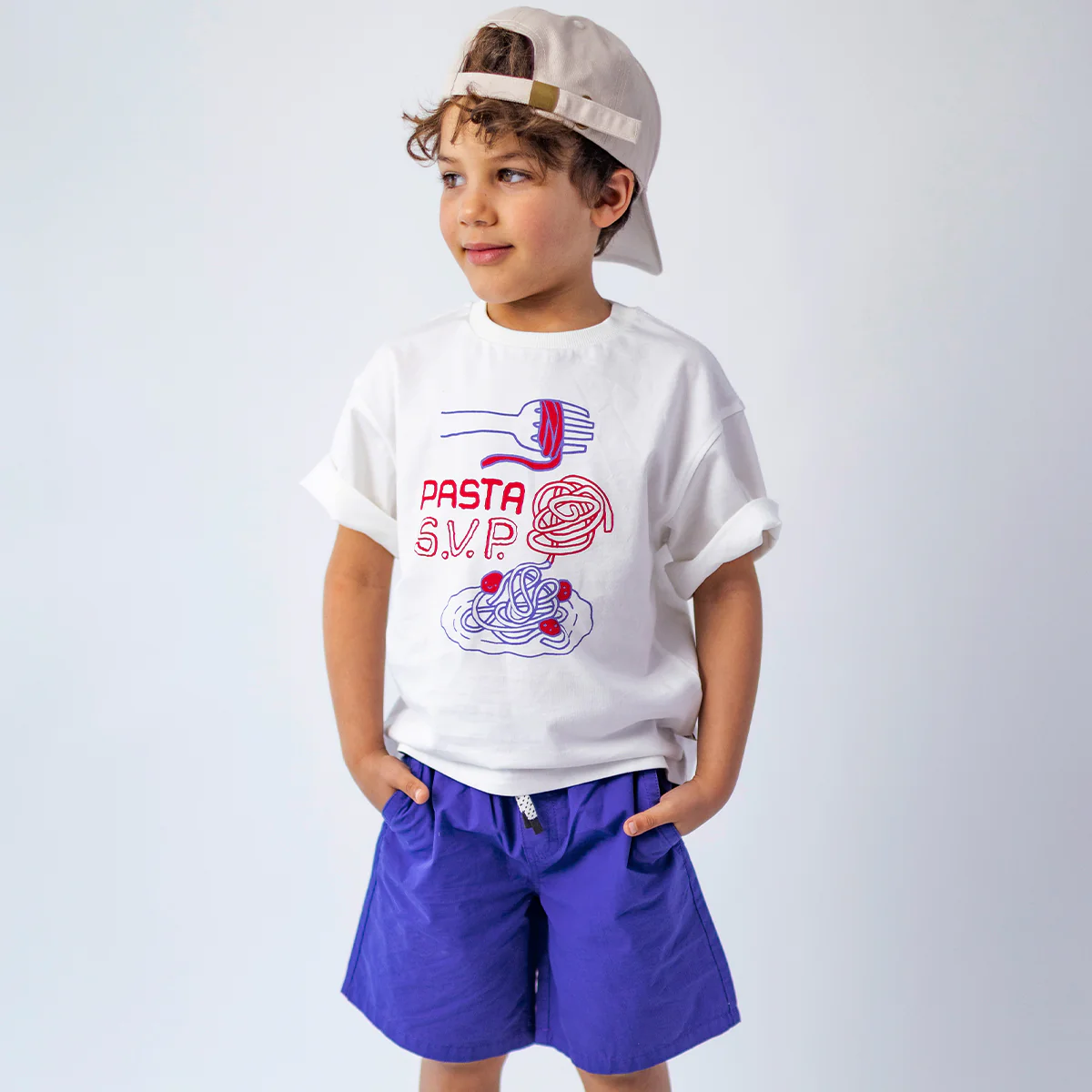 Bermuda bleu en toile, enfant - Image 5