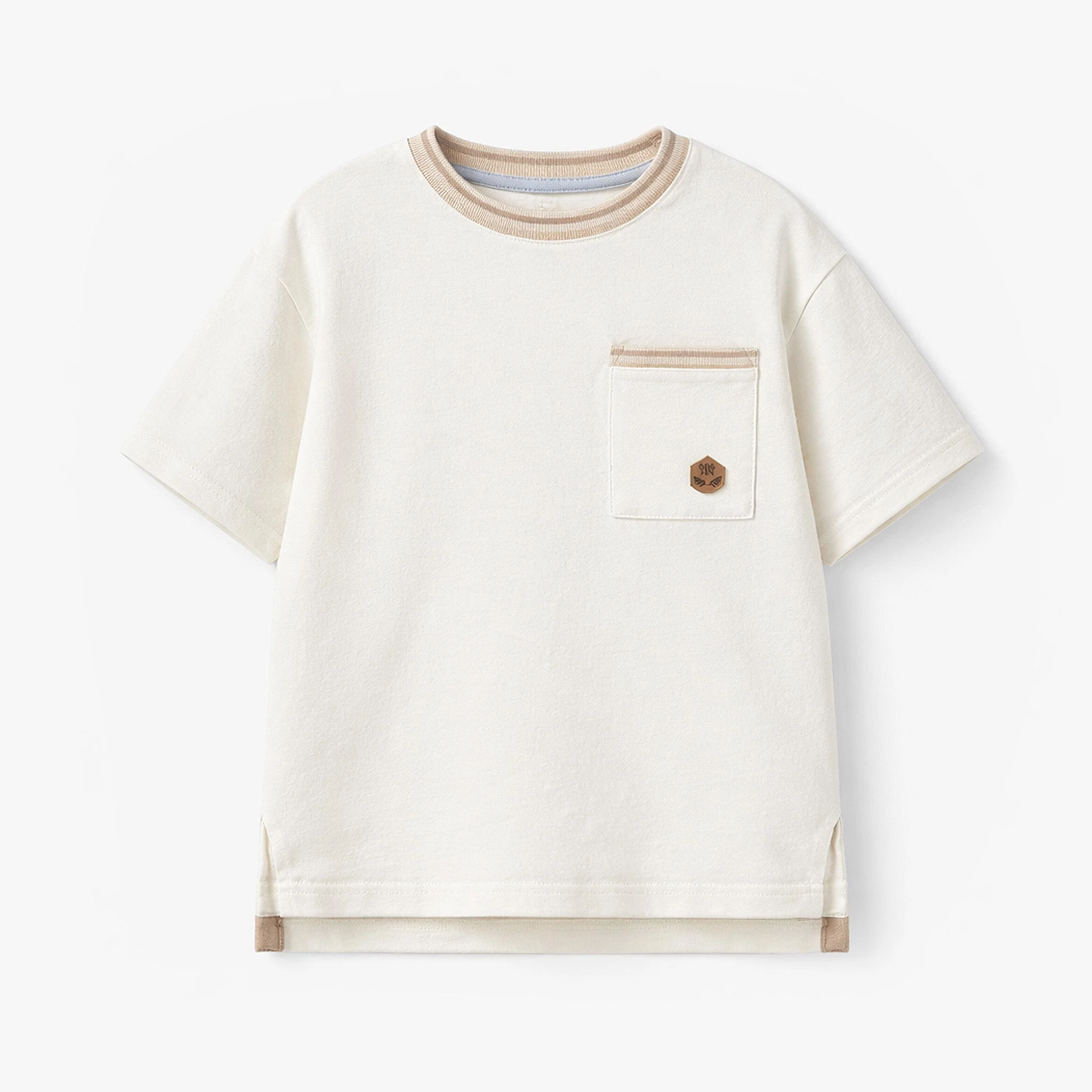 T-shirt blanc avec poche, enfant