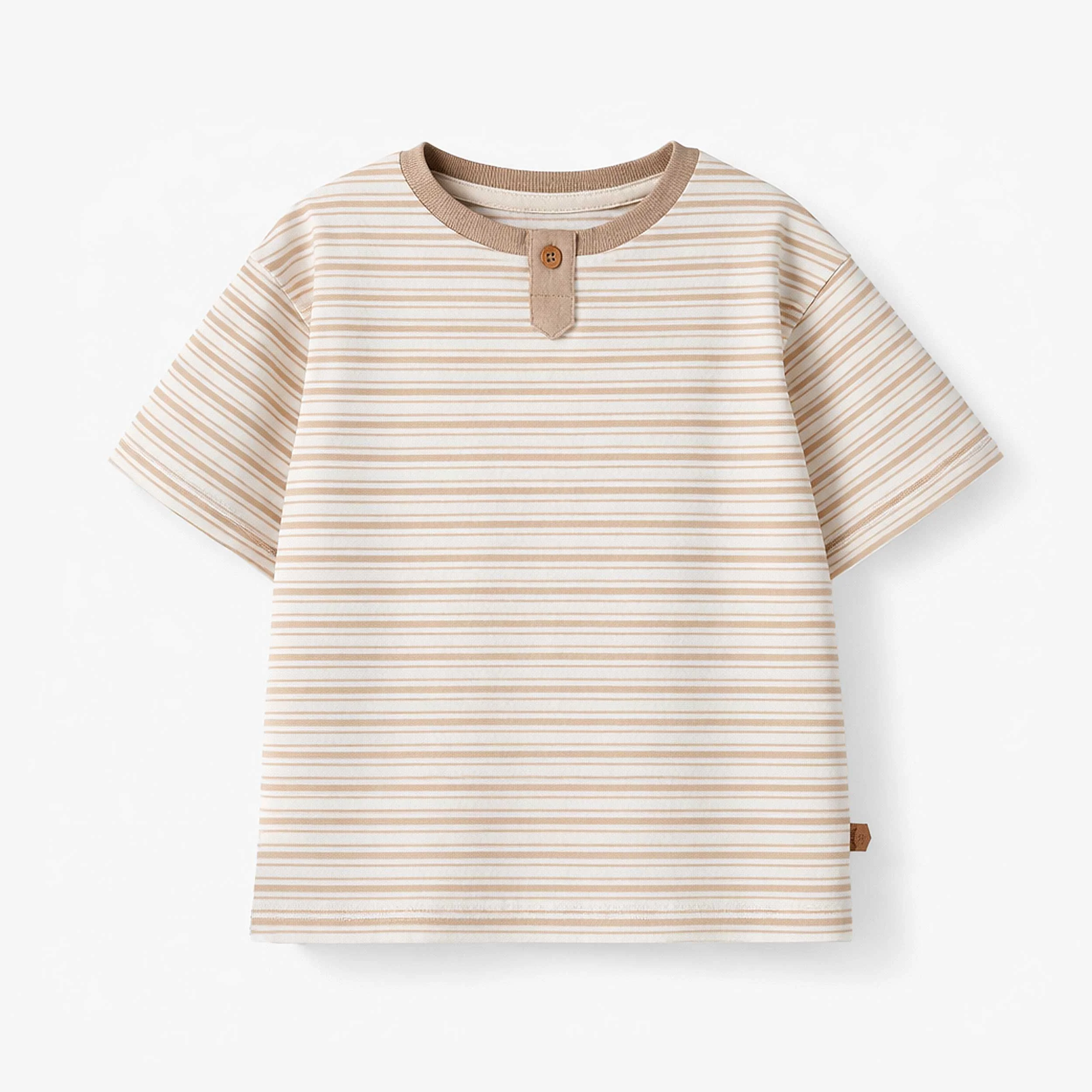 T-shirt blanc et beige à rayures, enfant
