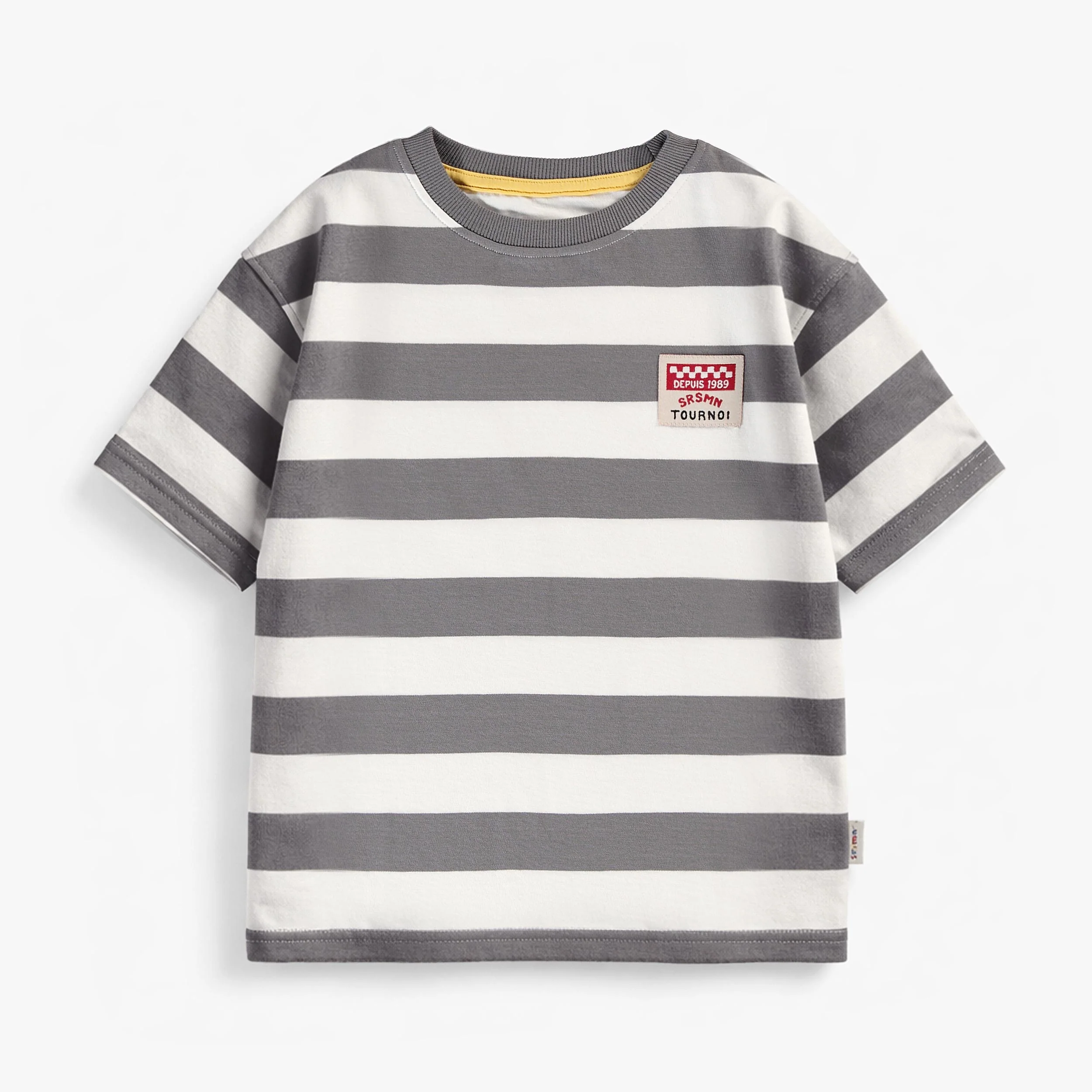 T-shirt blanc et gris à rayures, enfant