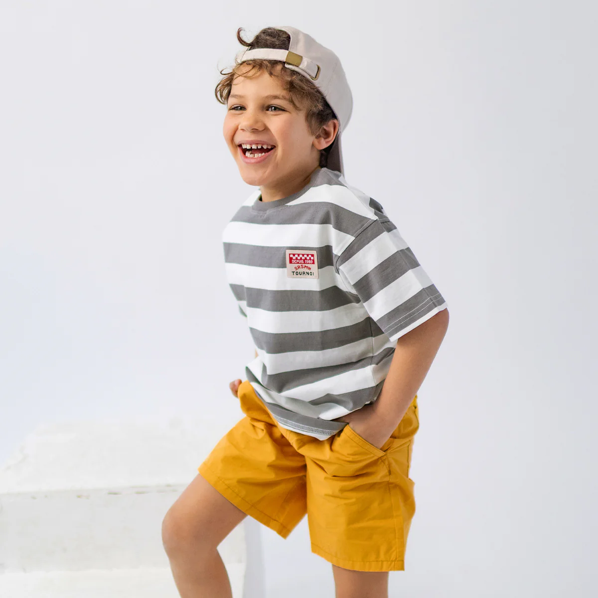 Bermuda ocre en toile, enfant - Image 2