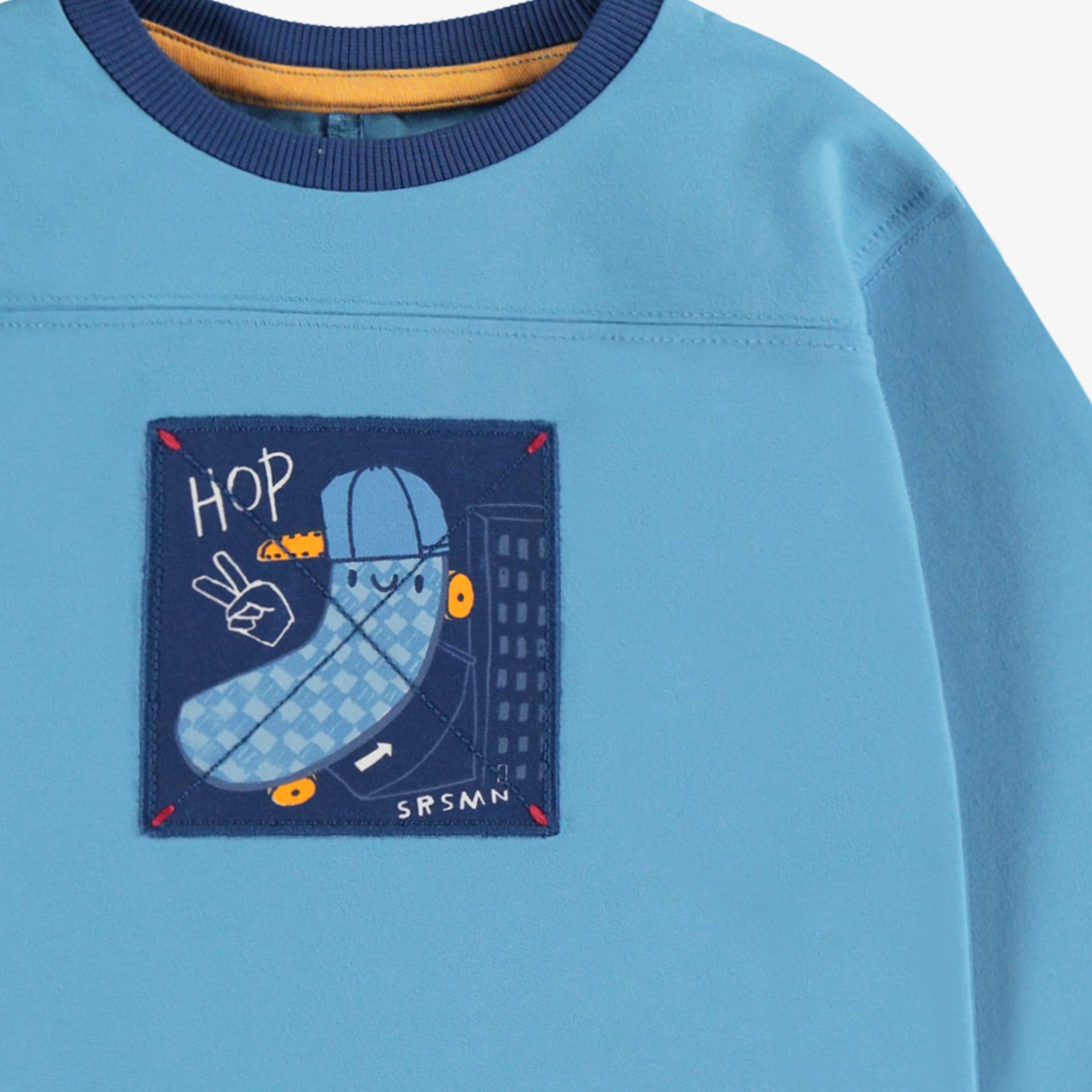 T-shirt bleu à illustration brodée, bébé - Image 2