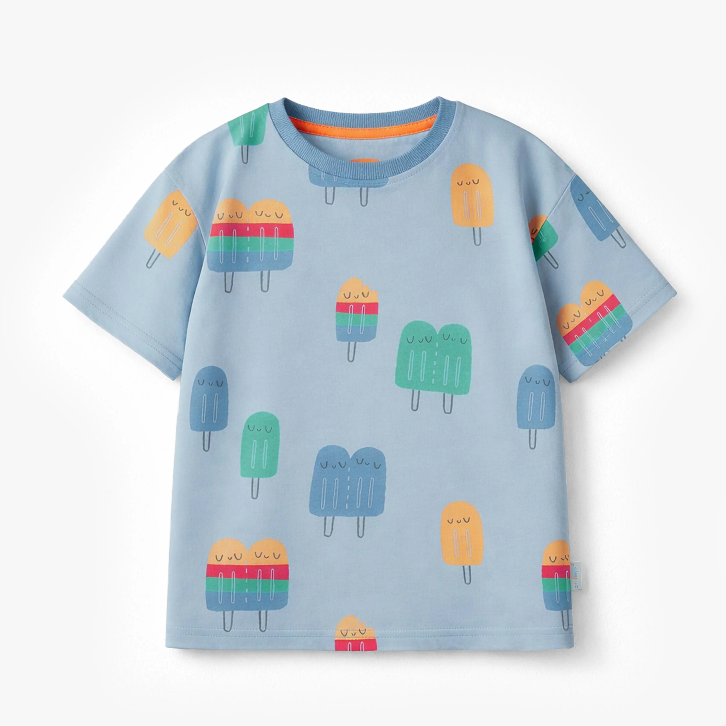 T-shirt bleu à motifs de sucettes glacées, enfant