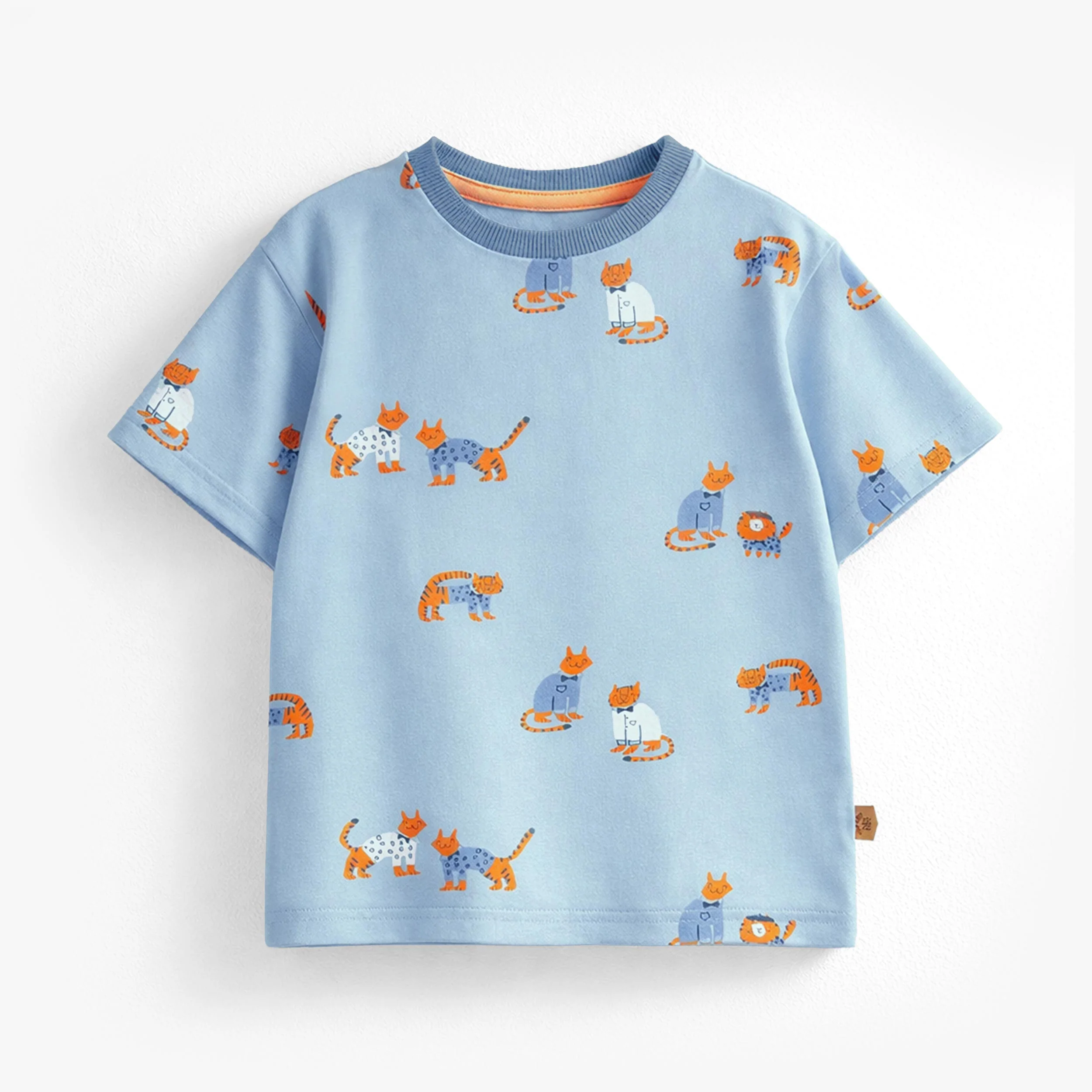 T-shirt bleu à motifs de tigres, enfant