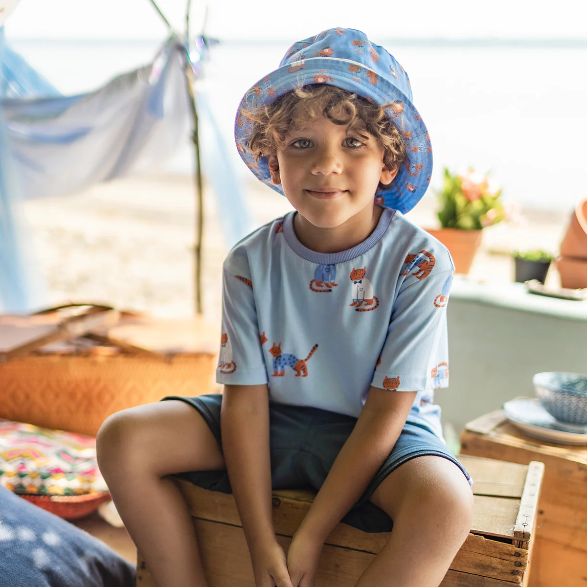T-shirt bleu à motifs de tigres, enfant - Image 2