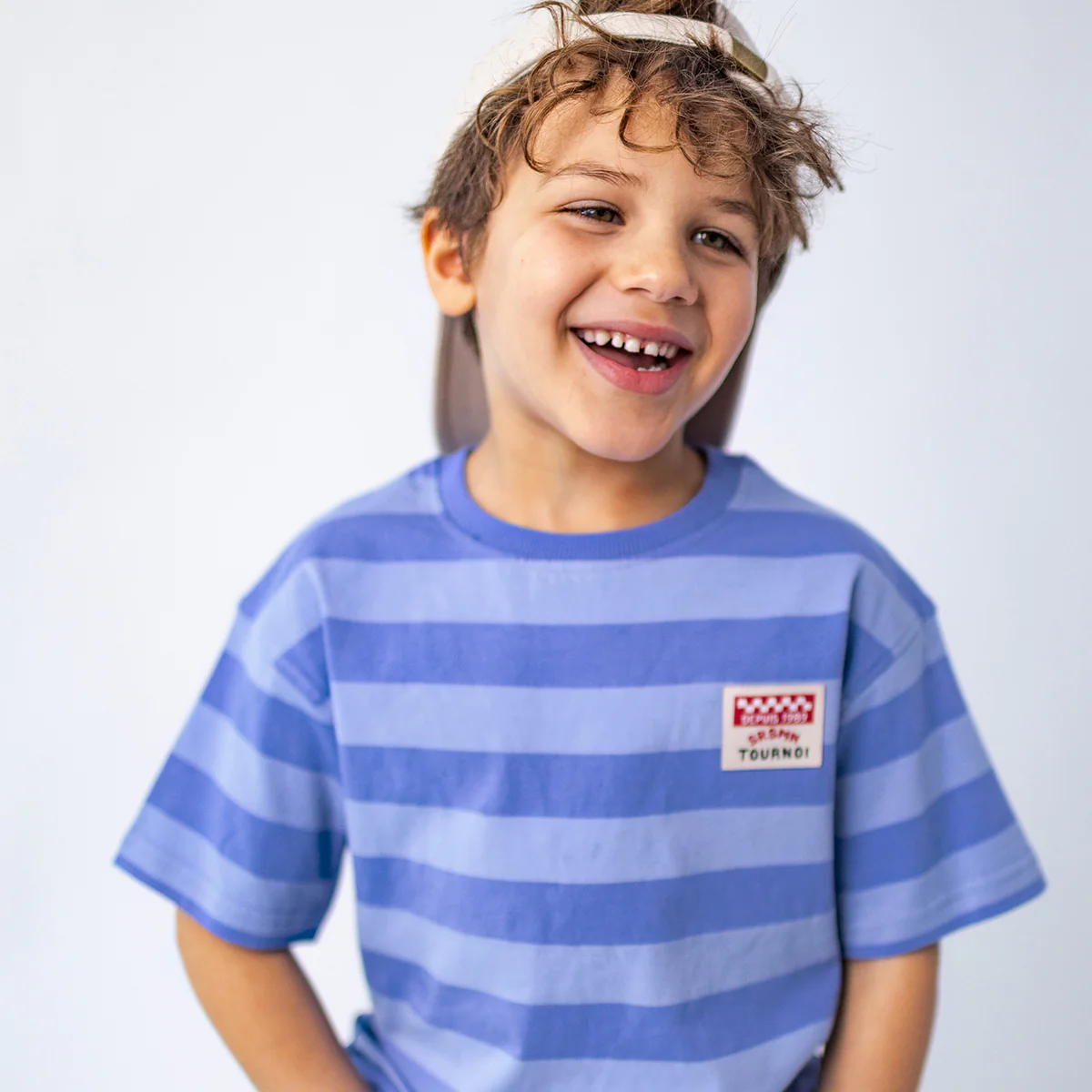 T-shirt bleu à rayures, enfant - Image 3