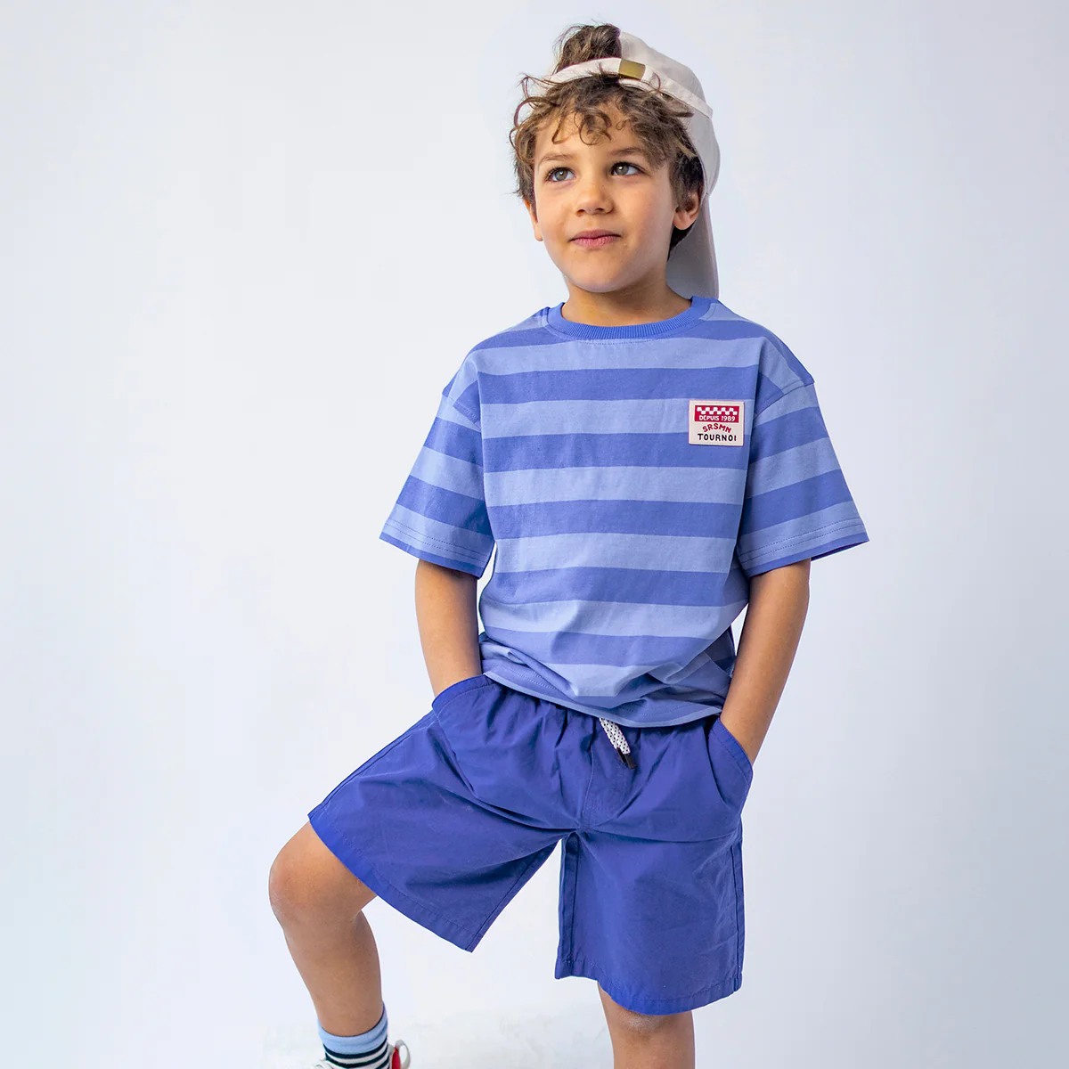 T-shirt bleu à rayures, enfant - Image 4