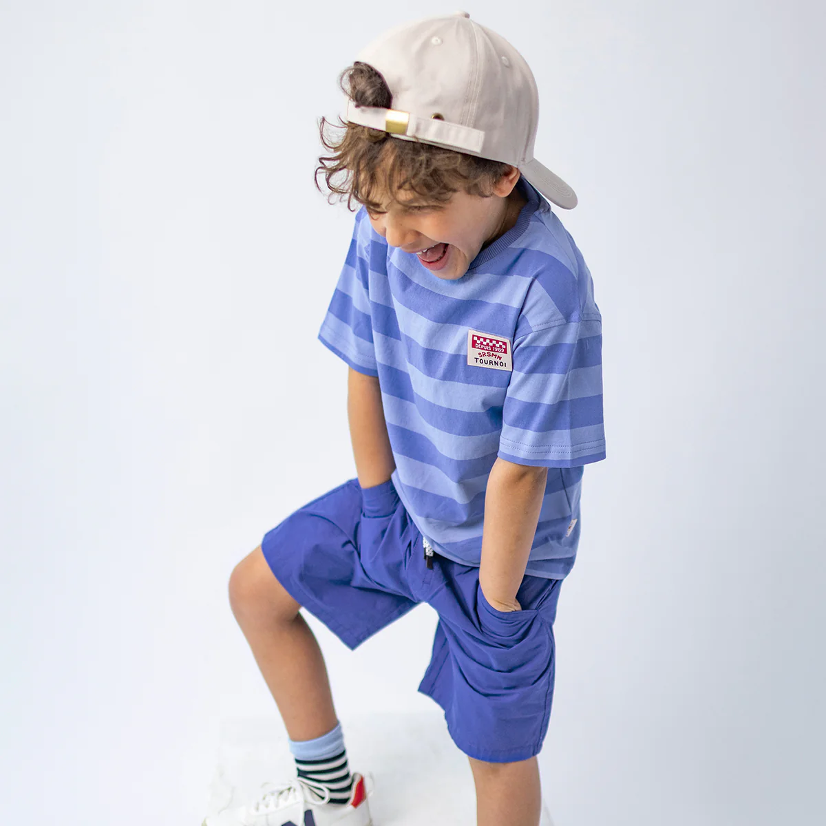 T-shirt bleu à rayures, enfant - Image 5