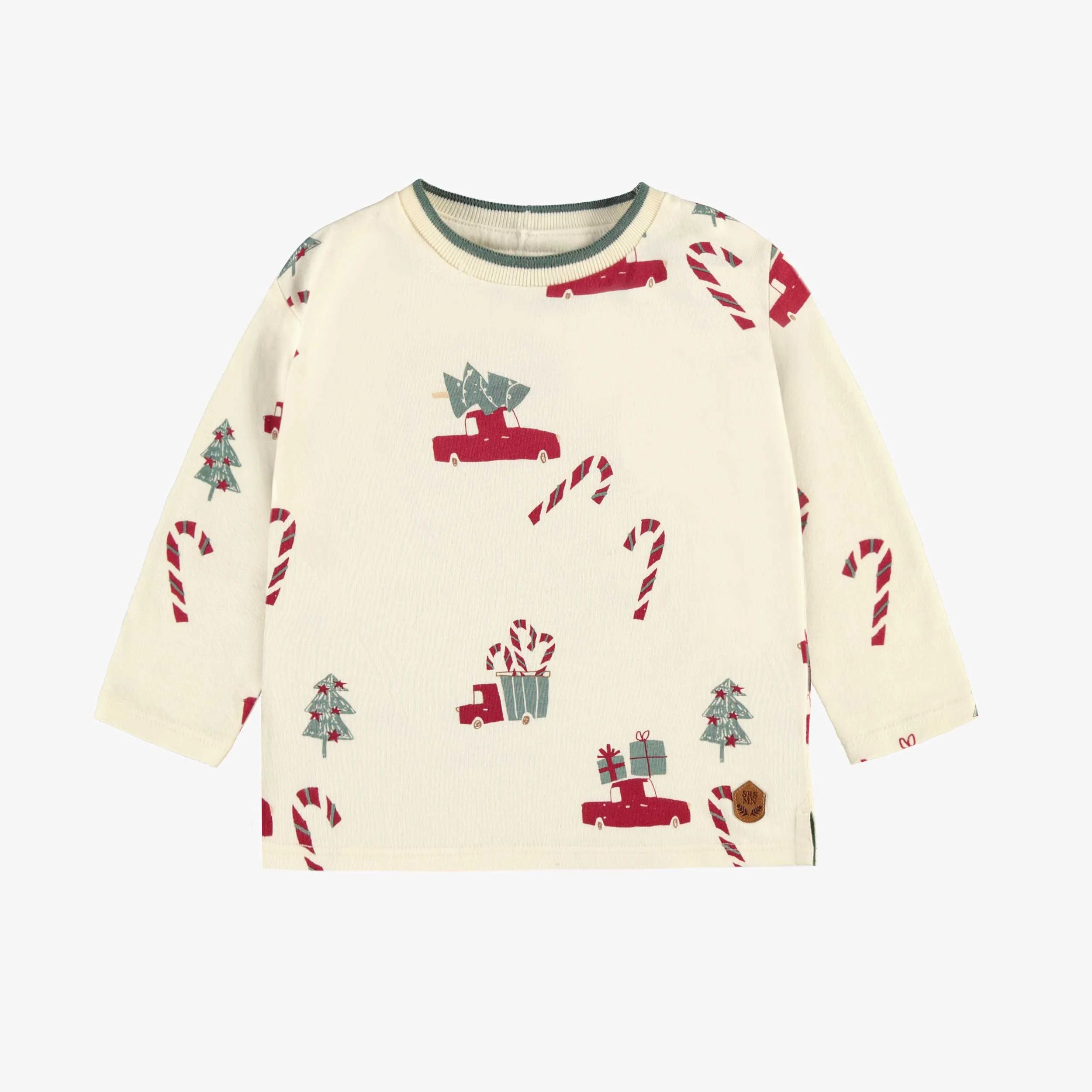 T-shirt crème à motifs des fêtes en jersey, bébé