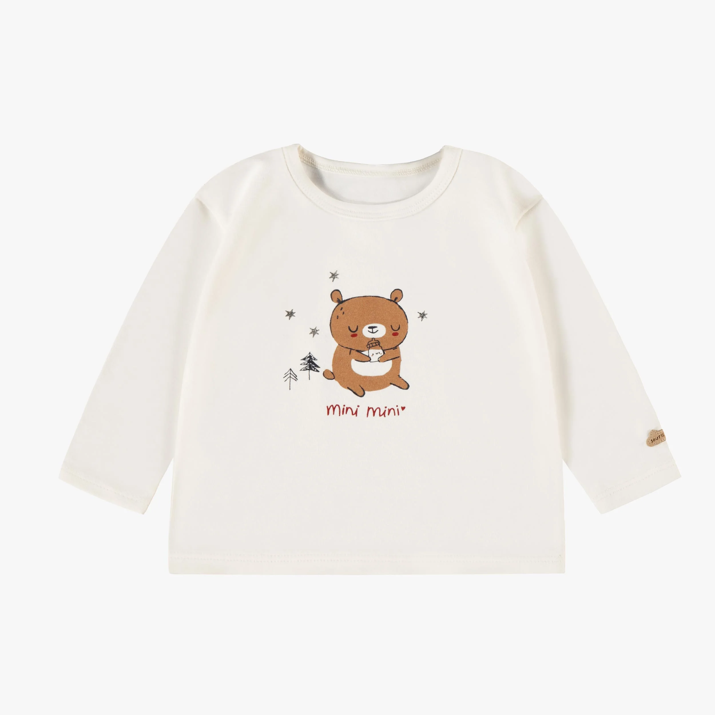 T-shirt crème avec illustration, naissance