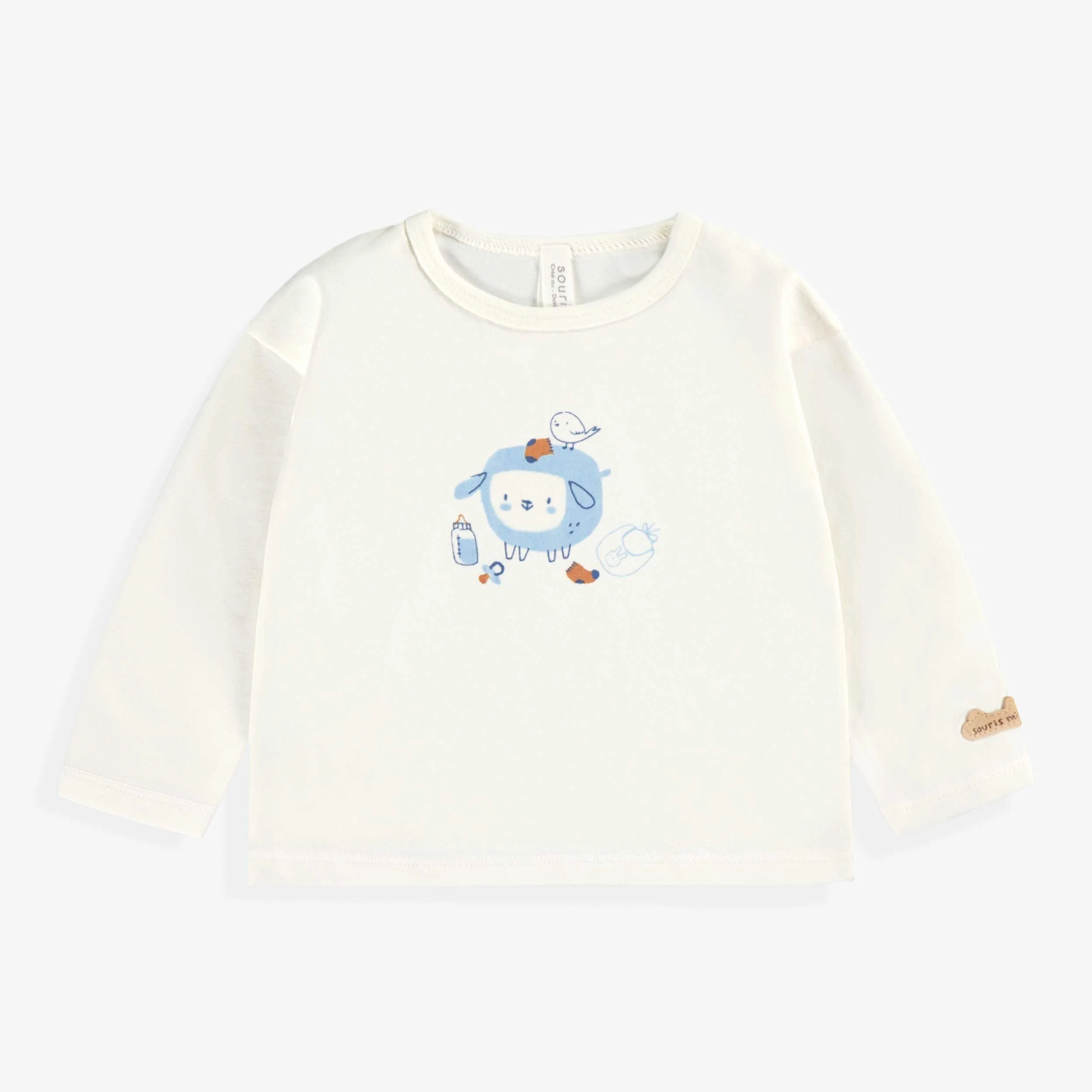 T-shirt crème avec illustration, naissance